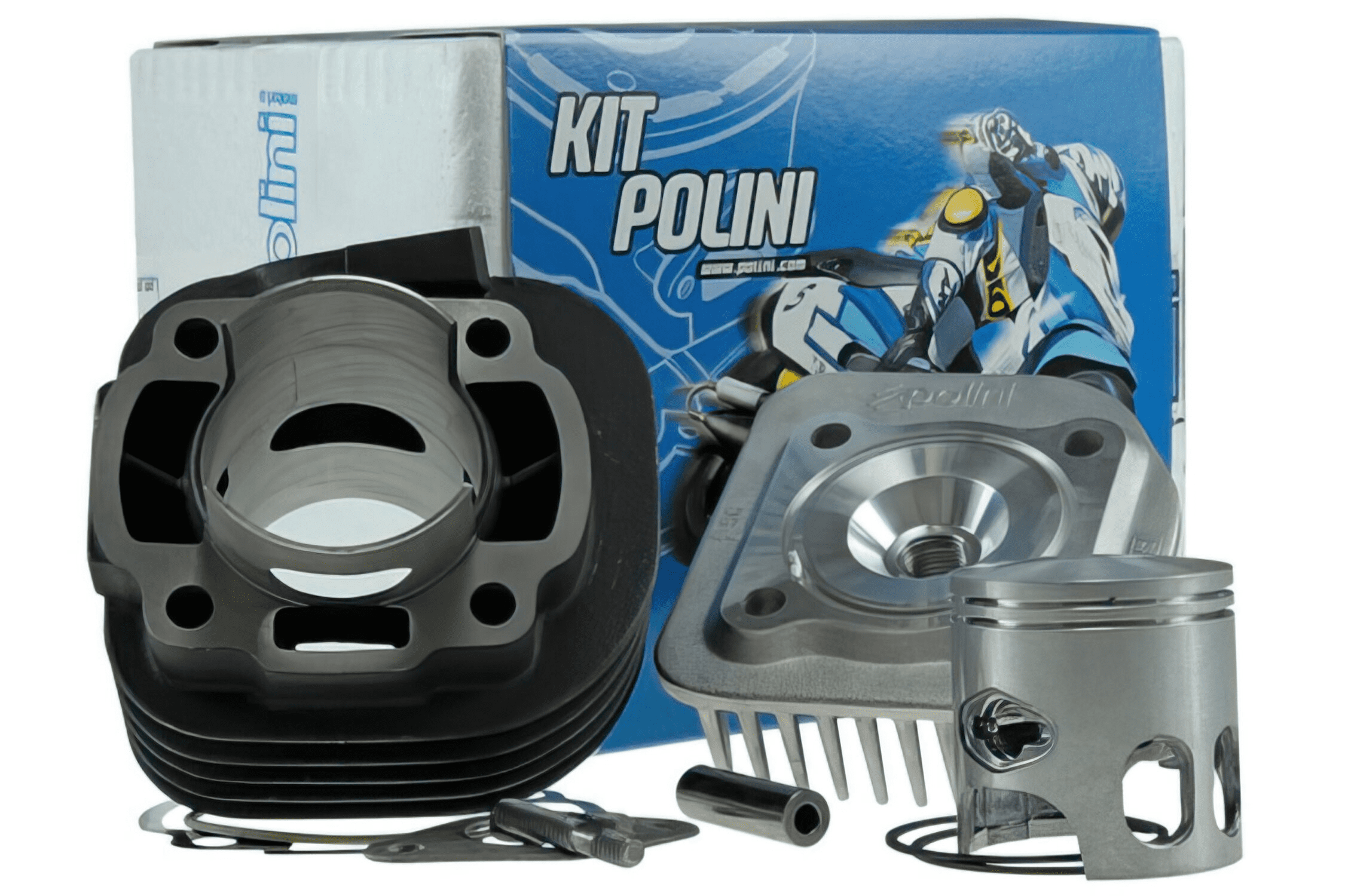 166.0076 gruppo termico polini sport 70cc d.47 minarelli orizzontale ac aria sp.10 ghisa