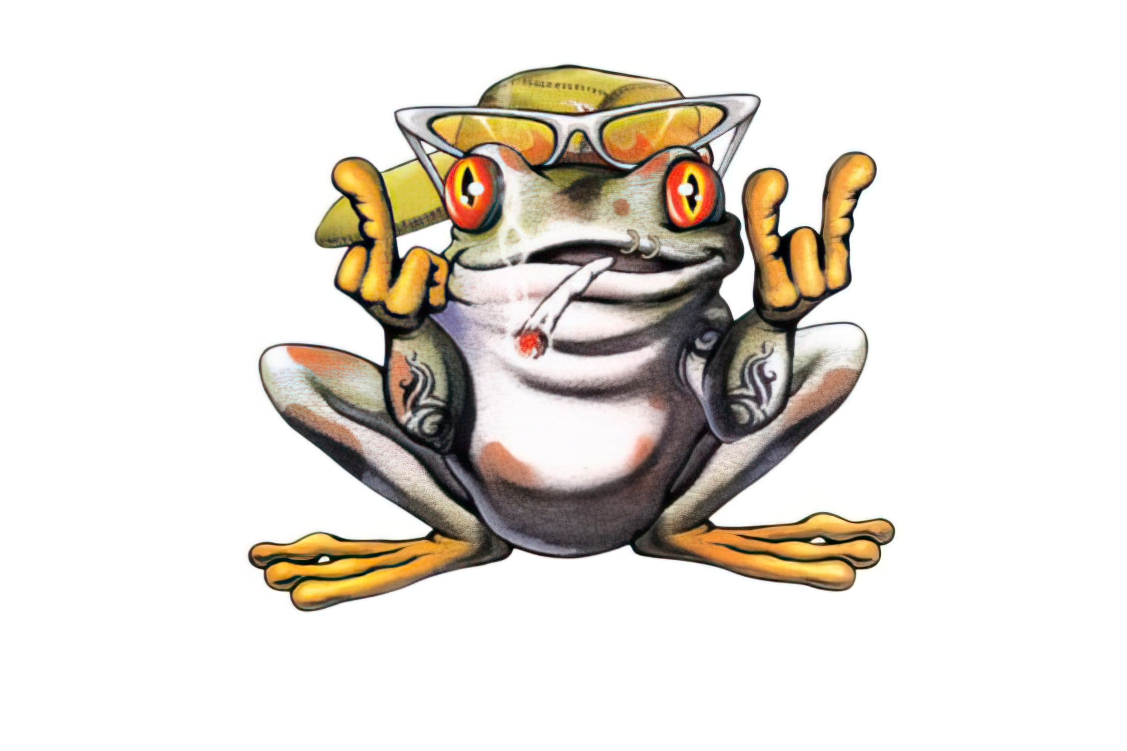 CGN459642 Sticker 10x8.5 cm Smoking Frog