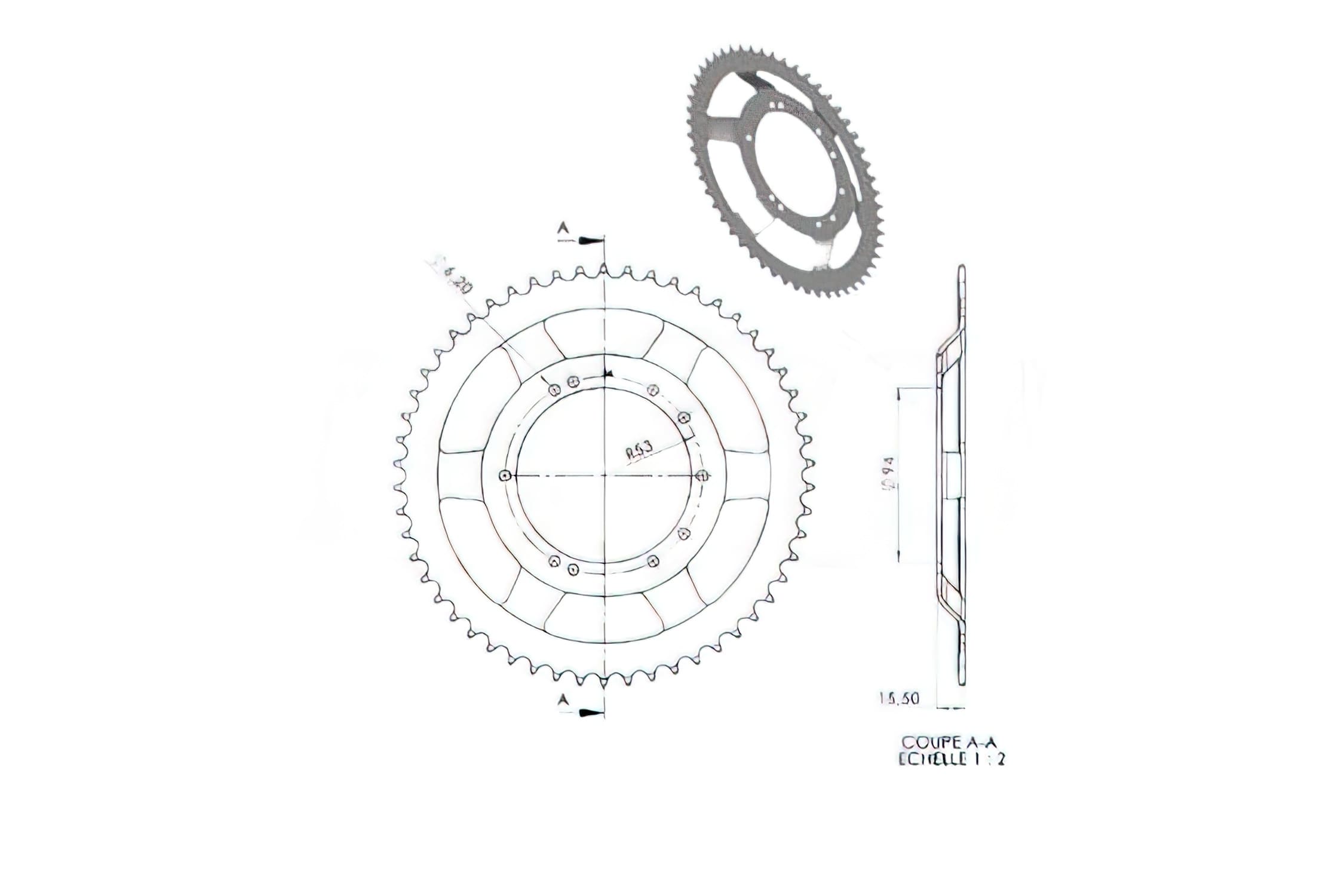 CGN2944 Crown, steel BTS 54 Teeth, Peugeot 103 (diameter 94mm)