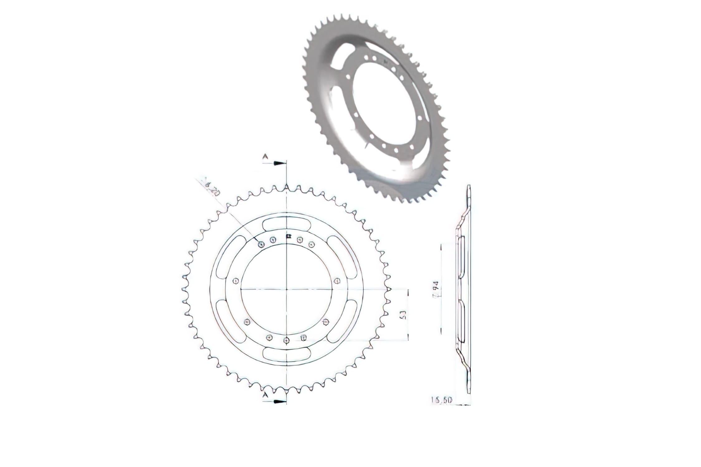 CGN2935 Crown, RYS 52 Teeth, Peugeot 103 (diameter 94mm)