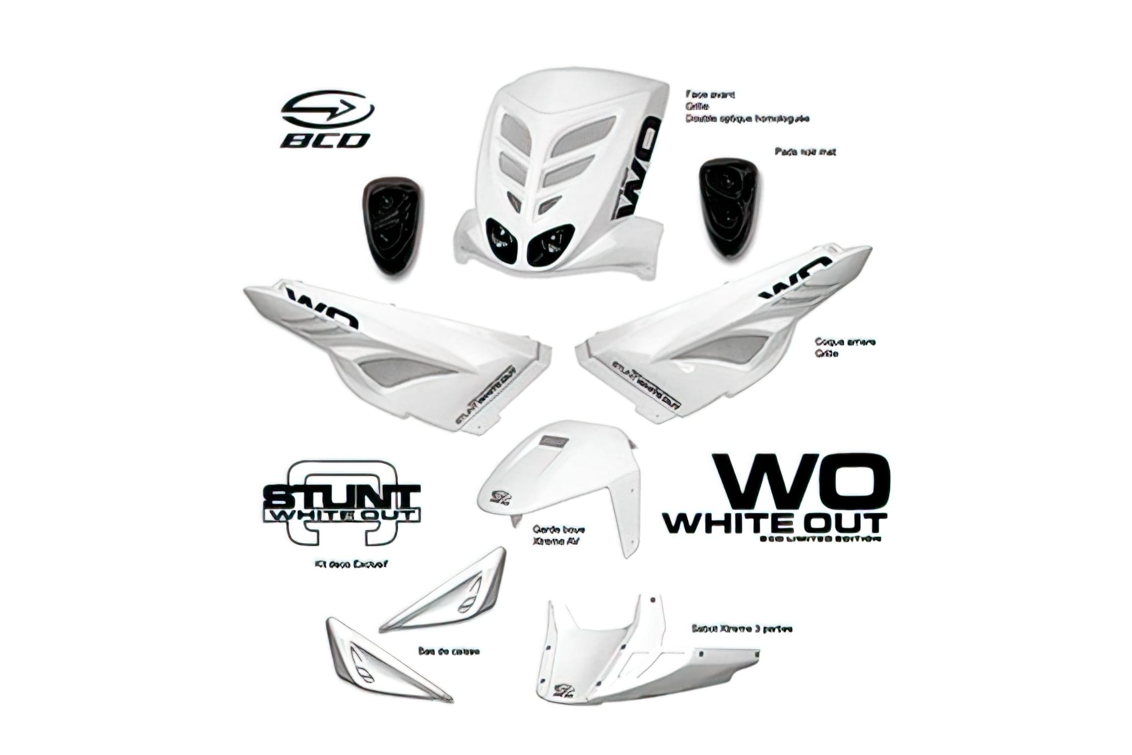 L-BCD00301 7-piece fairing kit BCD White Out Yamaha Slider