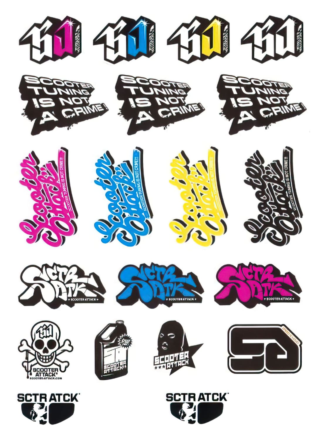 L-SAST224 Scooter-Attack Sticker Set, (x20)