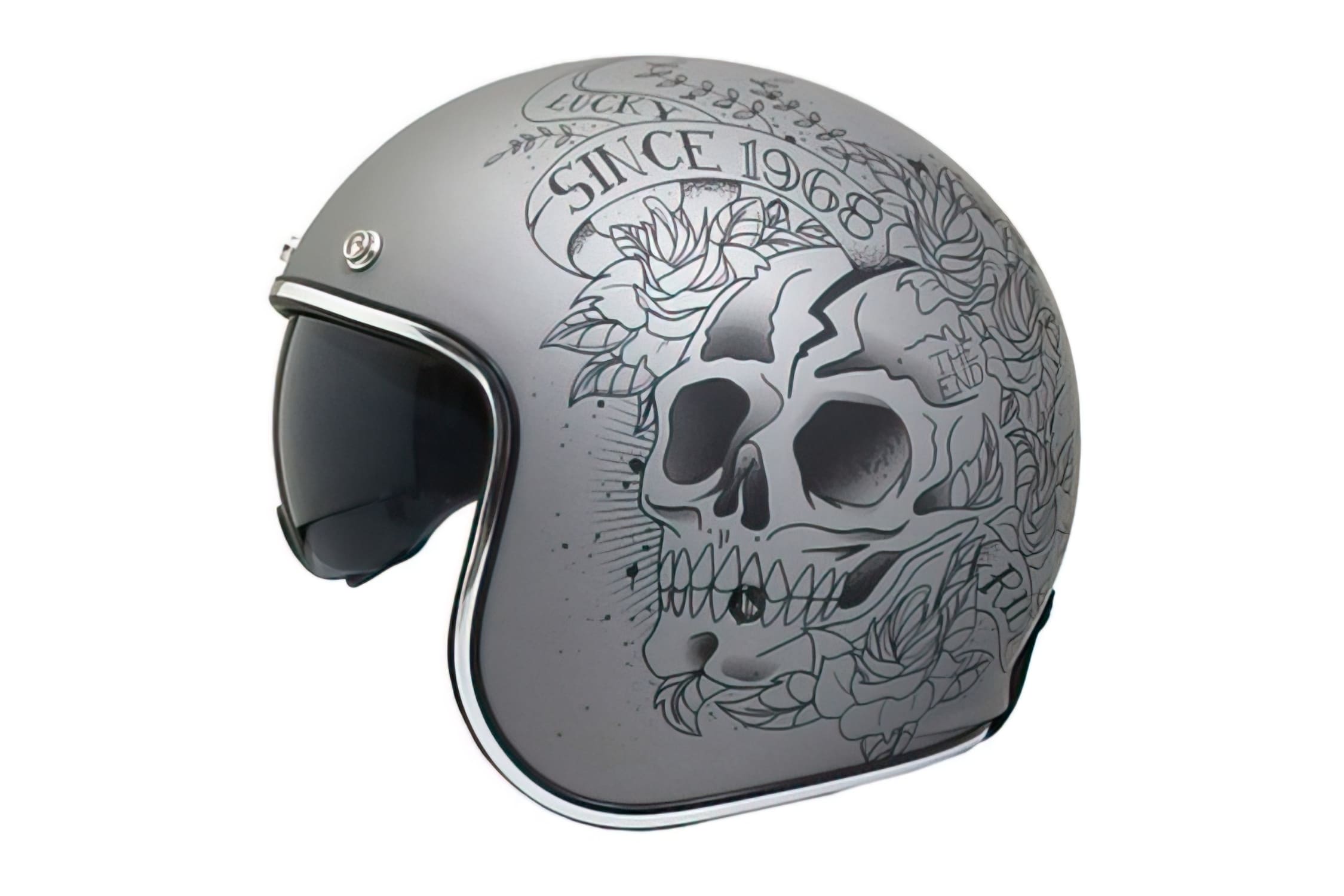 MT-154787 MT Le Mans 2 SV Skull &amp; Roses Jet Helmet Matt Grey, XXL