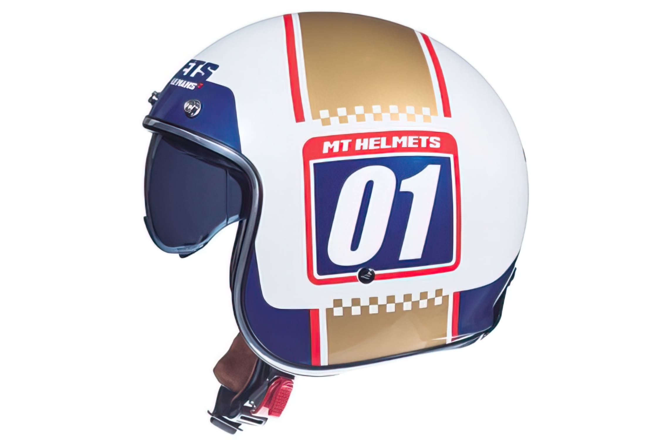 MT-154790 MT Le Mans 2 SV Numberplate Jet Helmet White / Gold, XXL