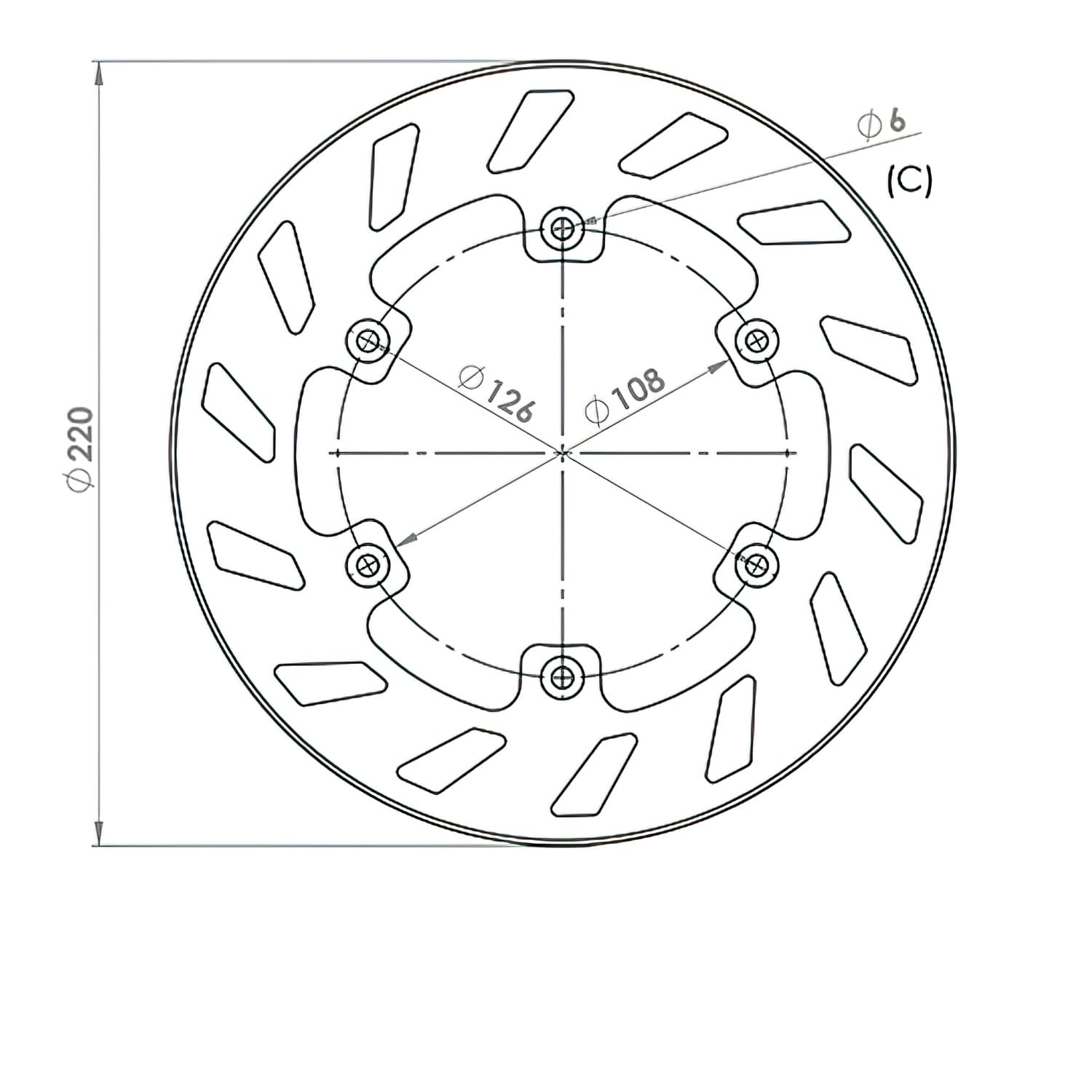 NG336 Disco Freno anteriore 220mm NG Brake Disc Peugeot XP6