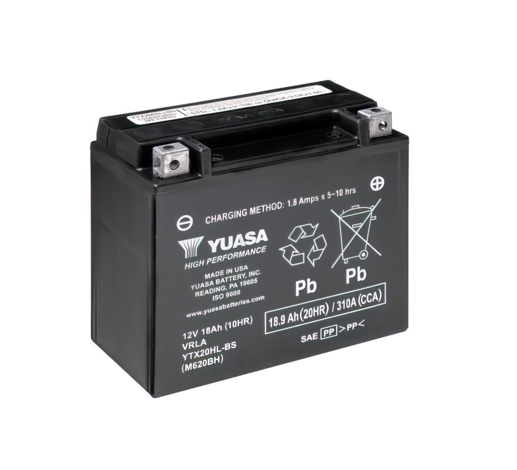 YUA36177 Yuasa YTX20HL-BS DRY MF Maintenance Free Battery - Ready to Install