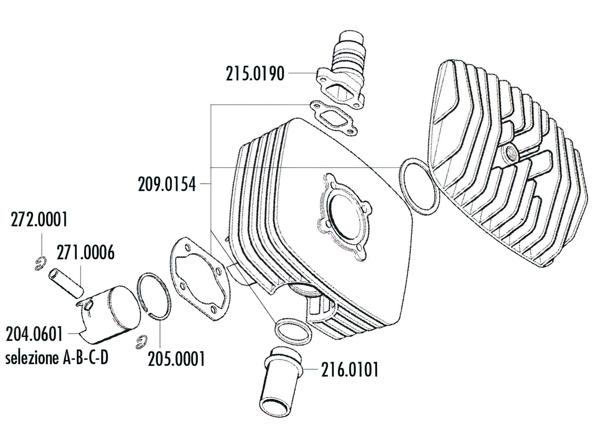 P204.0601/A Piston Polini Serie 6000 80Cc 48mm (A) Zündapp Corsa 50