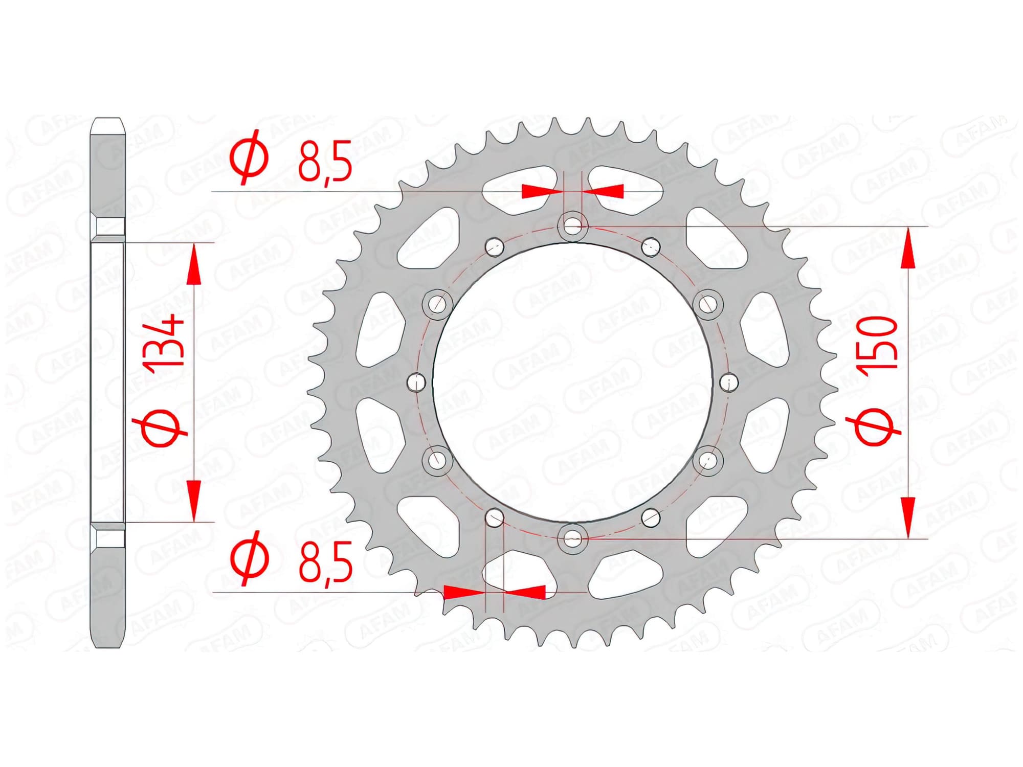 1074556004 Corona Afam acciaio Z49 Kawasaki KX / KXF