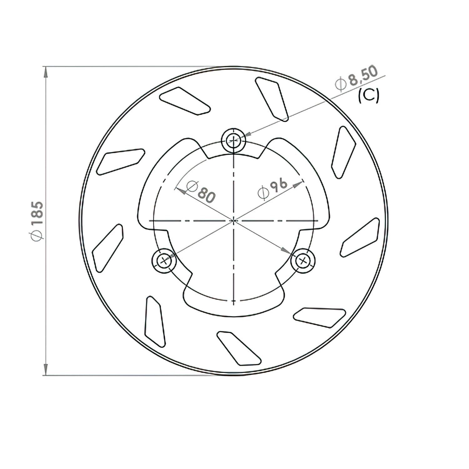 NG010 Disco Freno posteriore 185mm NG Brake Disc Rieju Spike