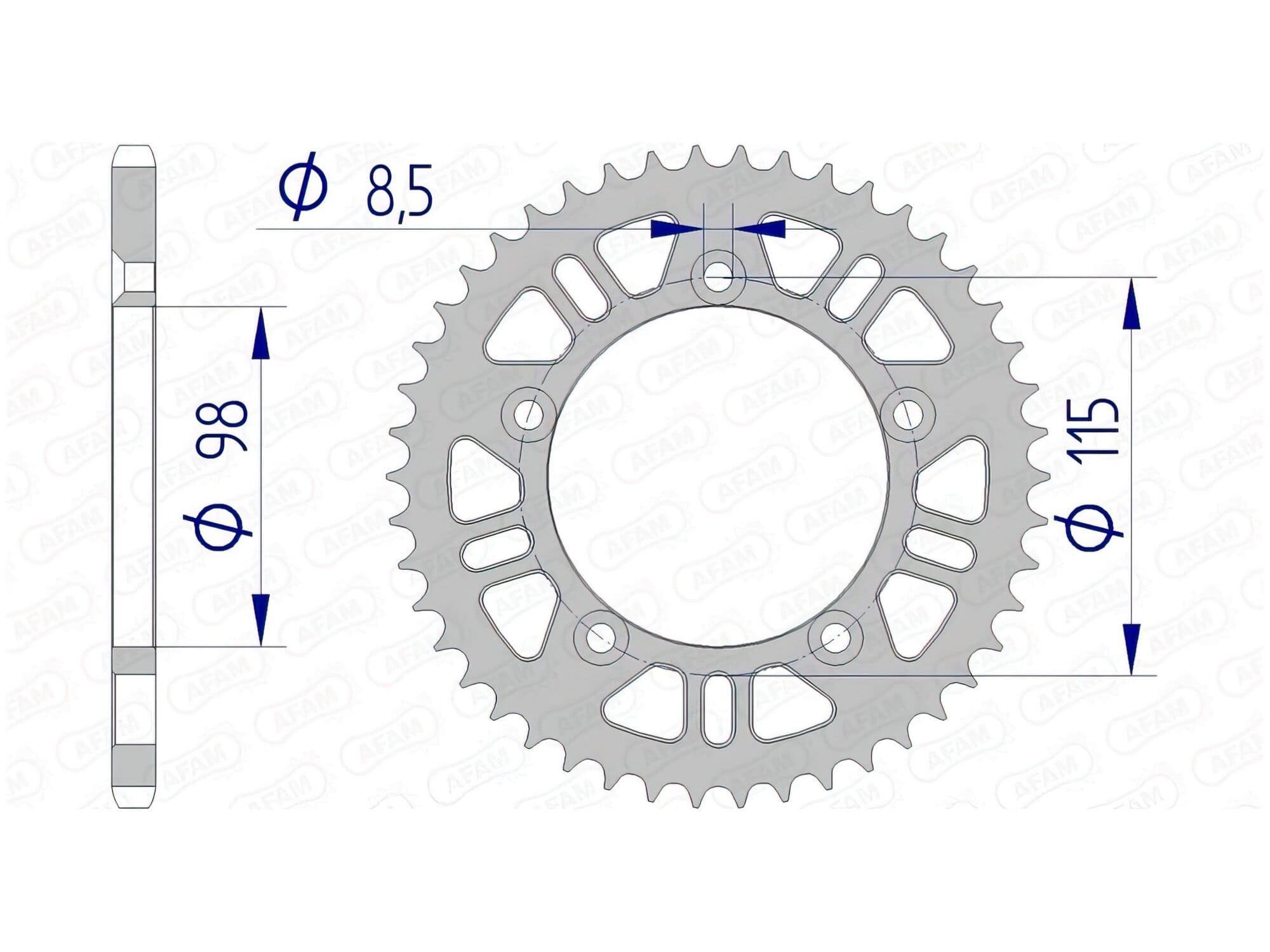 1074725001 Afam Self-Cleaning Aluminum Crown Z46 KTM 65