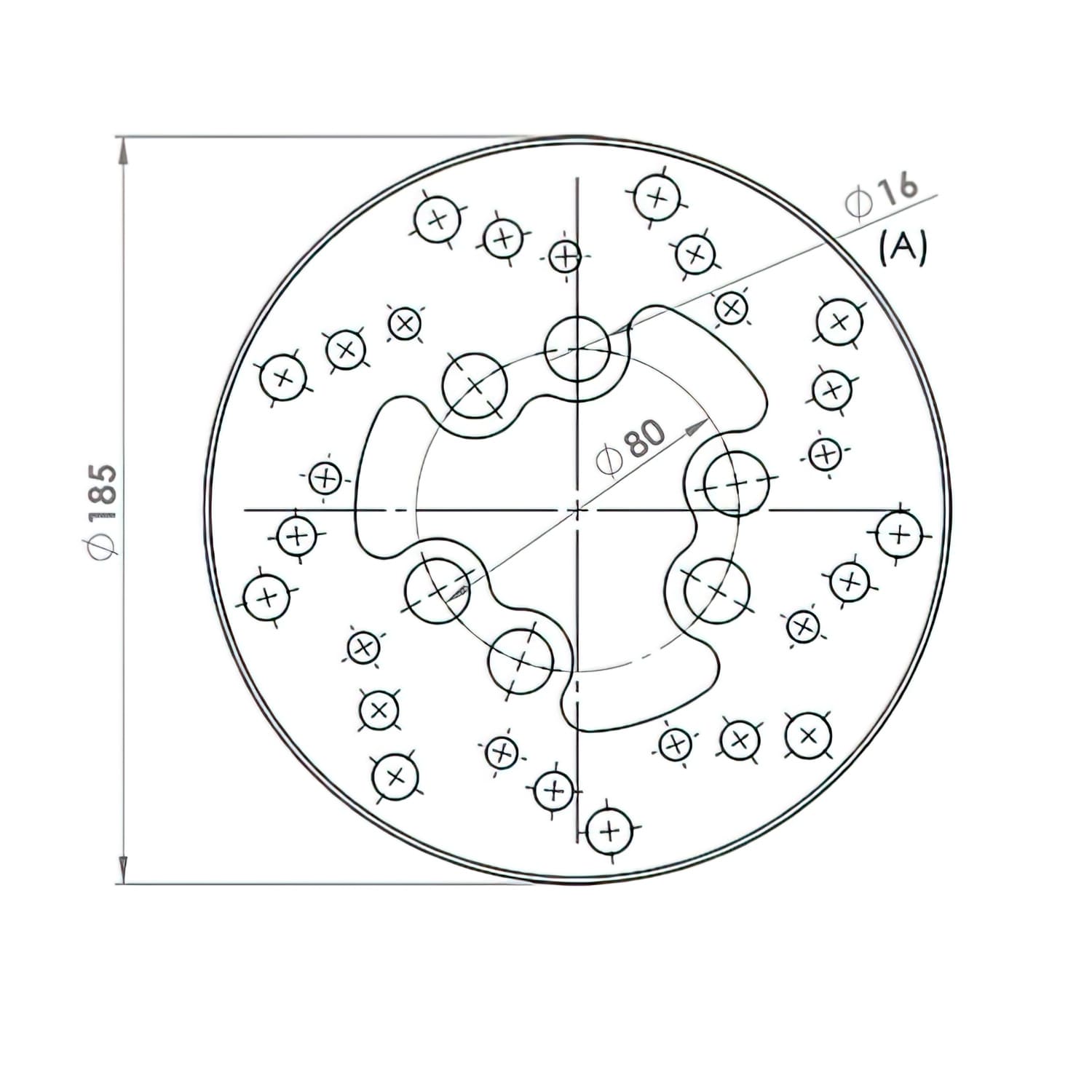 NG117 Disco Freno posteriore 185mm NG Brake Disc Suzuki RMX / SMX