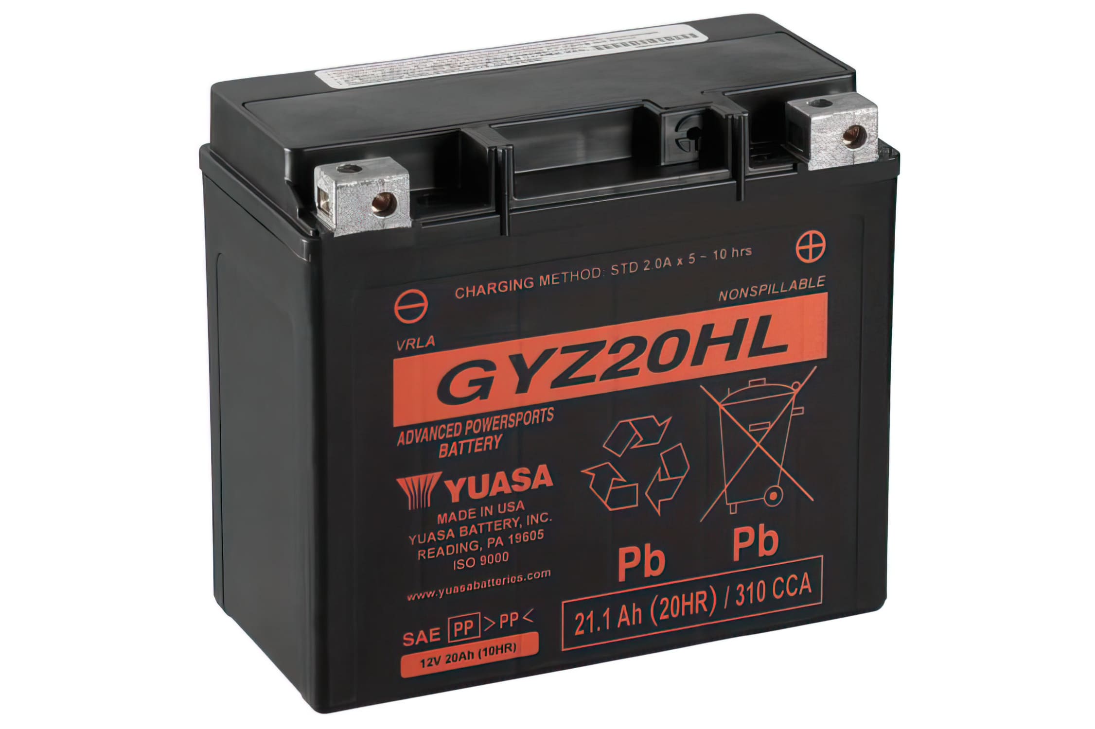 YUA36273 Yuasa GYZ20HL WET MF Gel Maintenance Free Battery - Ready to Install