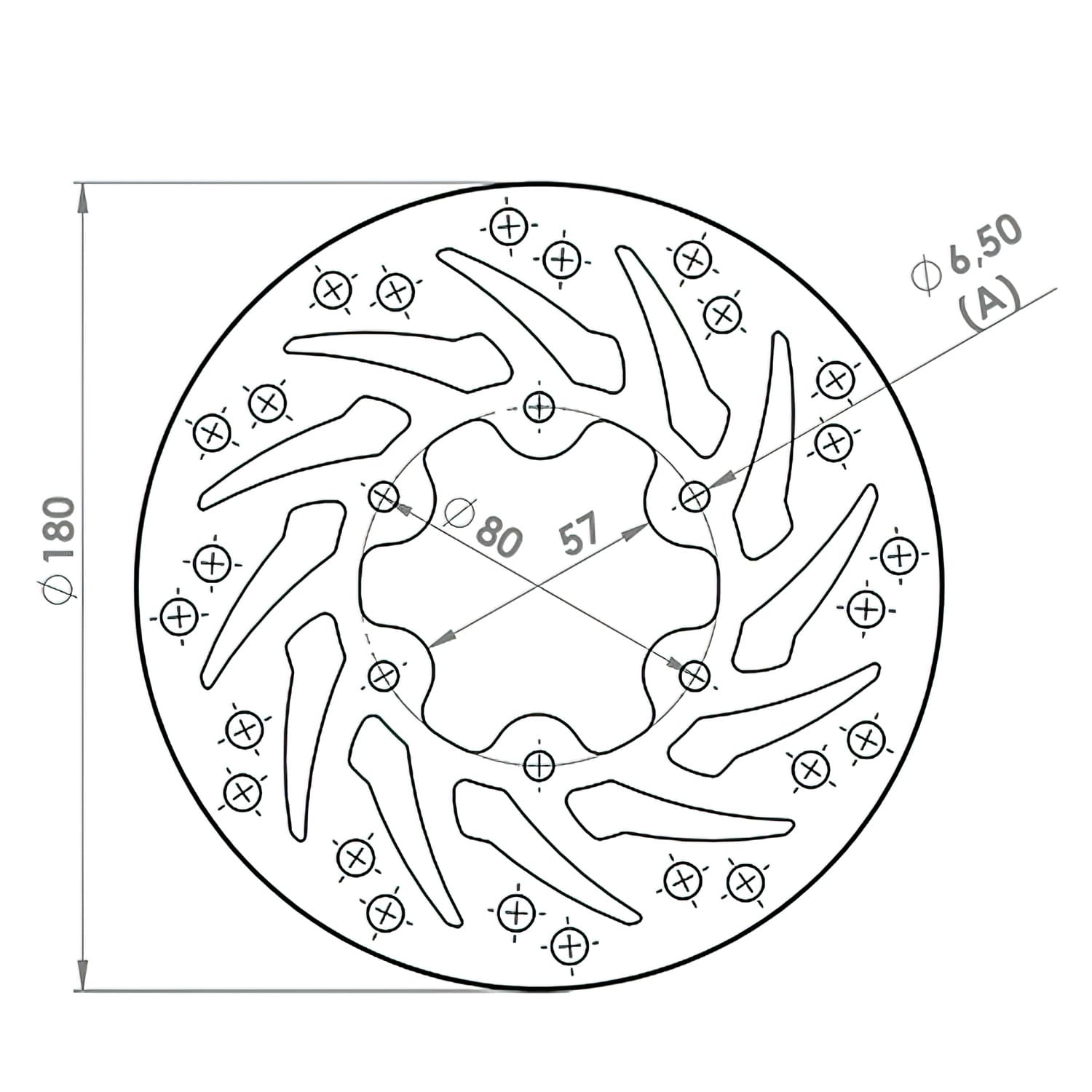 NG802 Disco Freno posteriore 180mm NG Brake Disc Derbi GPR / RS