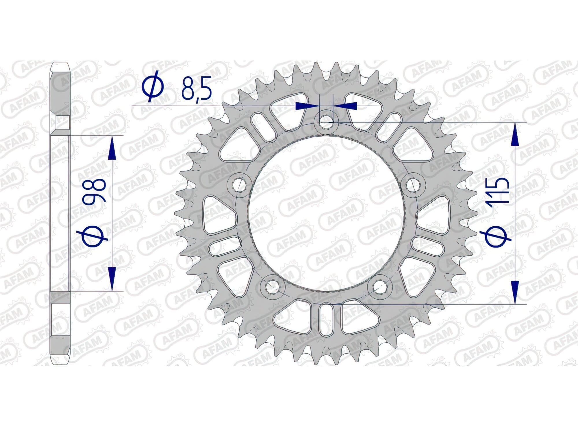 1074724001 Afam Self-Cleaning Aluminum Crown Z46 KTM 65