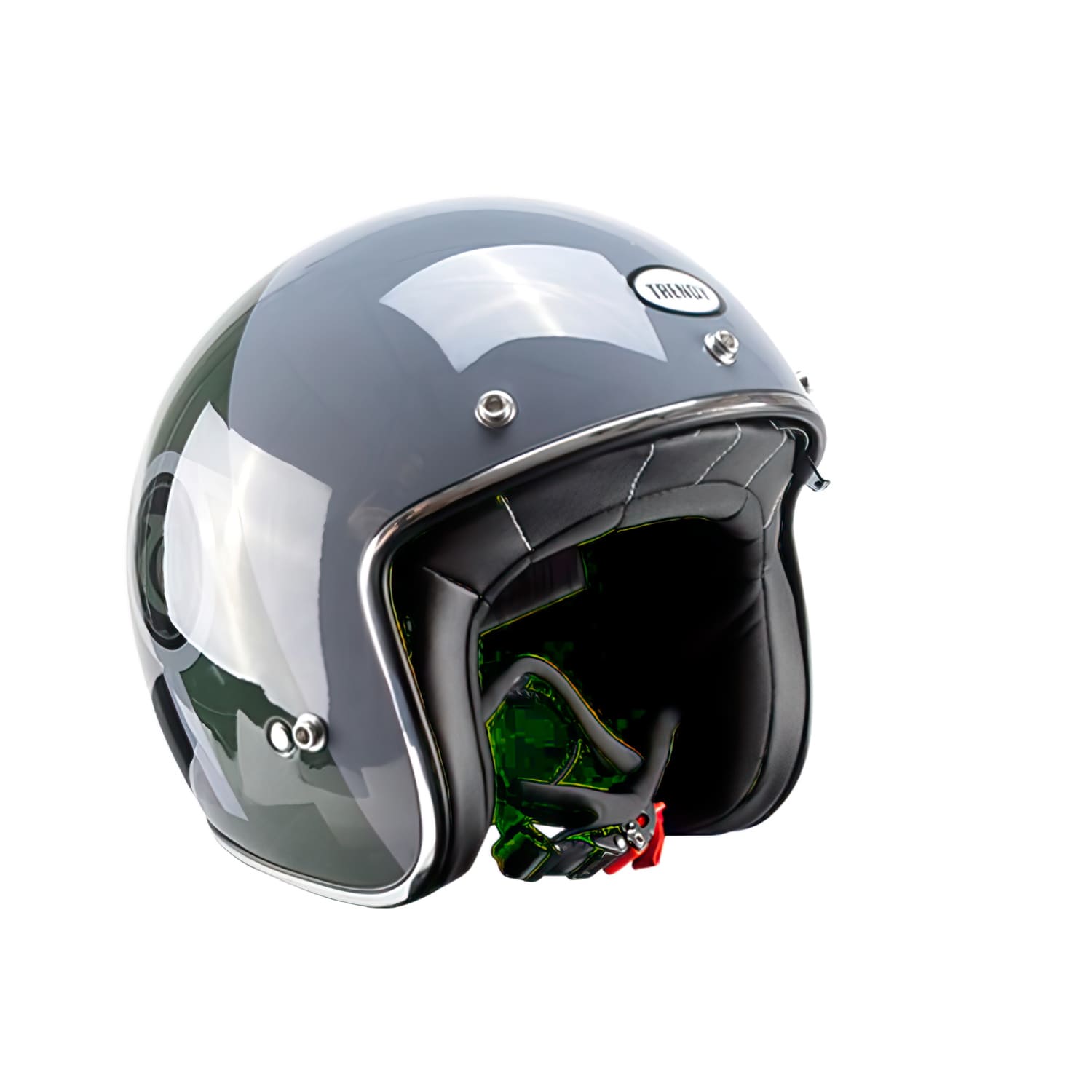 CGN505889 Casco Jet con visiera parasole Trendy T-104 Herby grigio / verde / nero lucido XL