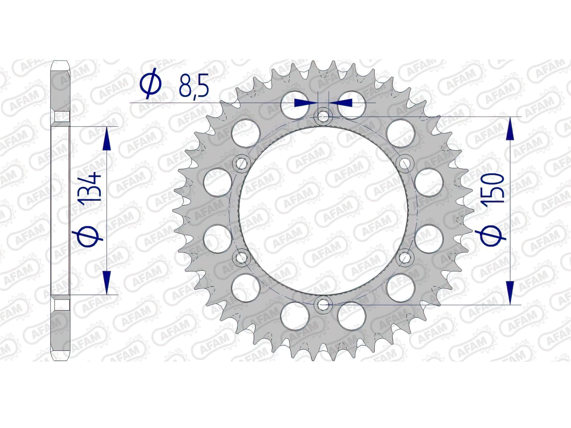 1074600001 Corona Afam alluminio Z46 Kawasaki KX / KXF