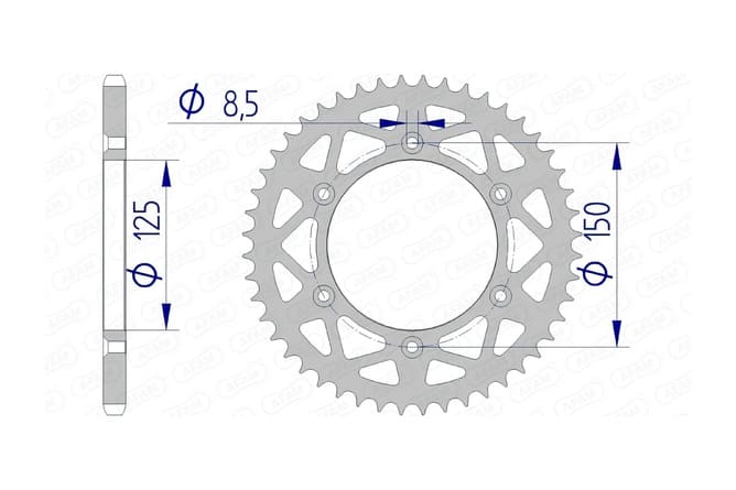 1074736006 Afam Self-Cleaning Aluminum Crown Z52 KTM / Husqvarna