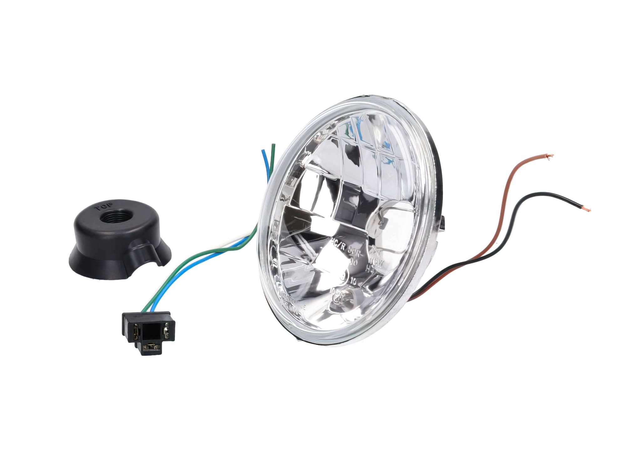 MOF-40863 Faro tondo 12V H4 / HS1 alogeno con luce di posizione Simson S50 / S51 / S70 omologato CE