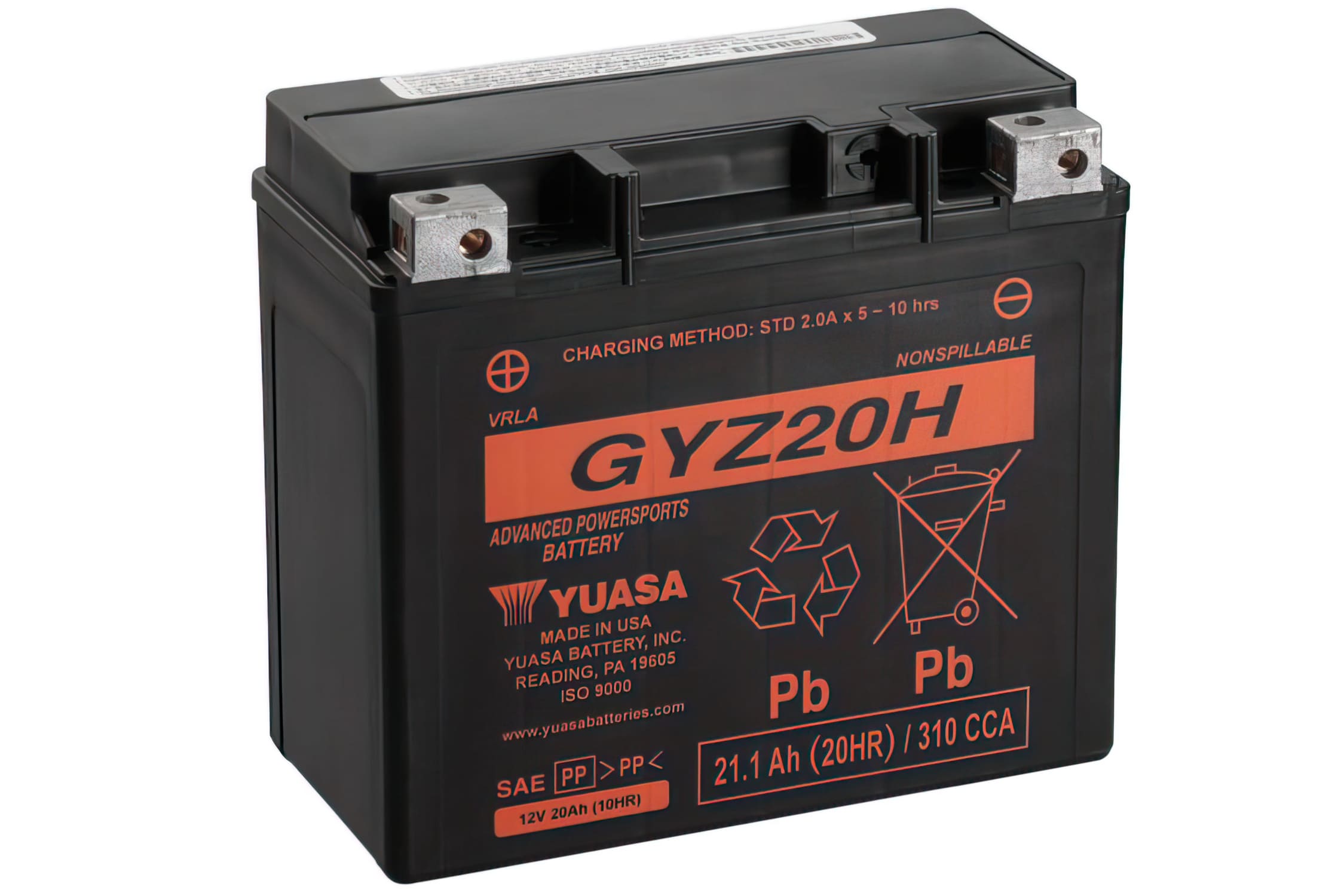 YUA36272 Yuasa GYZ20H WET MF Gel Maintenance Free Battery - Ready to Install