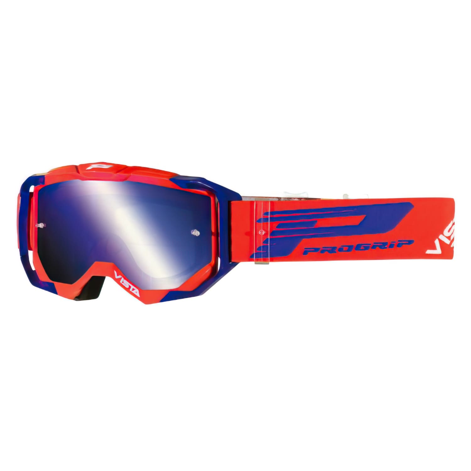 PG3303-FL-150025 Maschera cross ProGrip 3303 rosso/blu con Lente specchiato blu