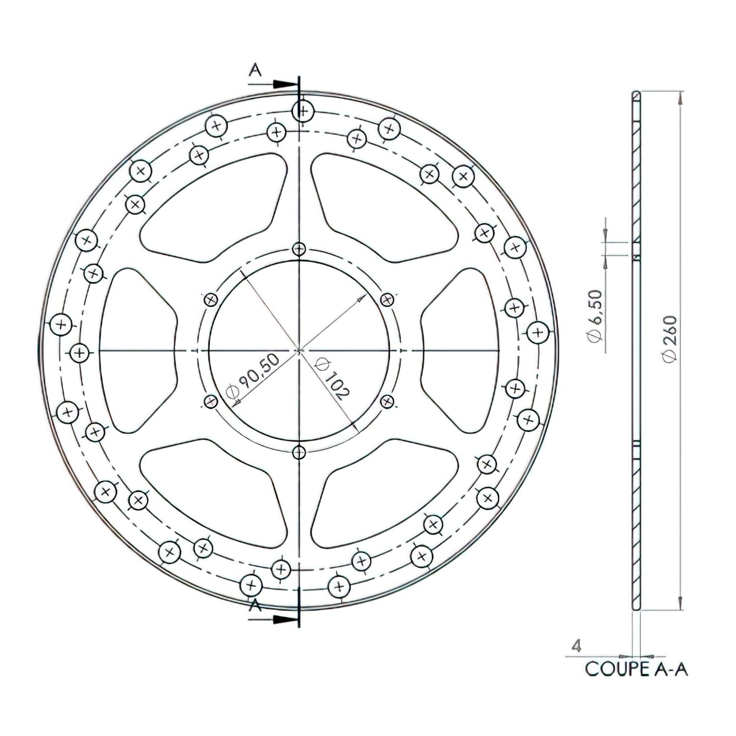 NG081 Disco Freno anteriore 260mm NG Brake Disc Derbi Senda