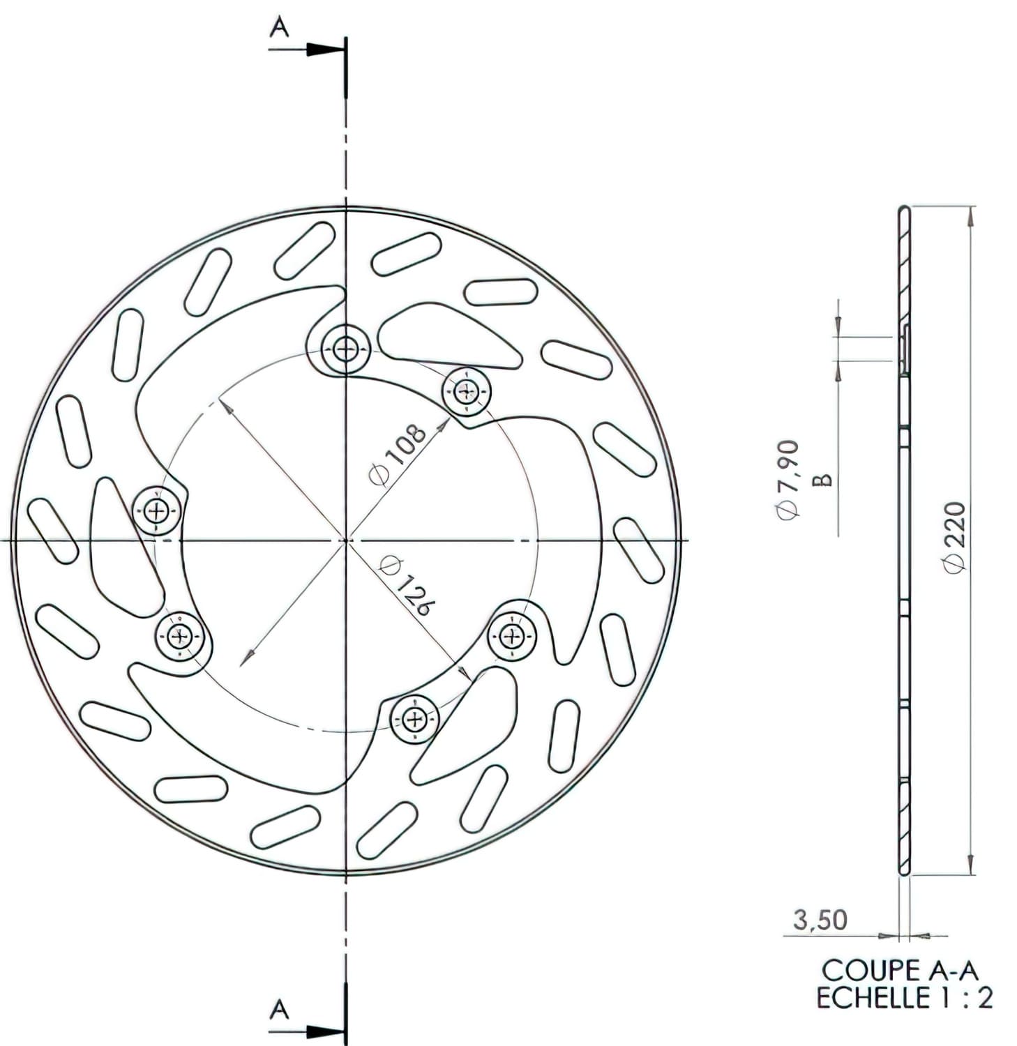 NG1242 Disco Freno anteriore 220mm NG Brake Disc Rieju MRT