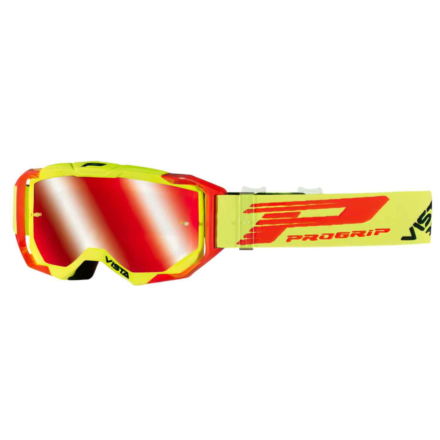 PG3303-FL-150023 Maschera cross ProGrip 3303 giallo fluo/rosso con Lente specchiato rosso