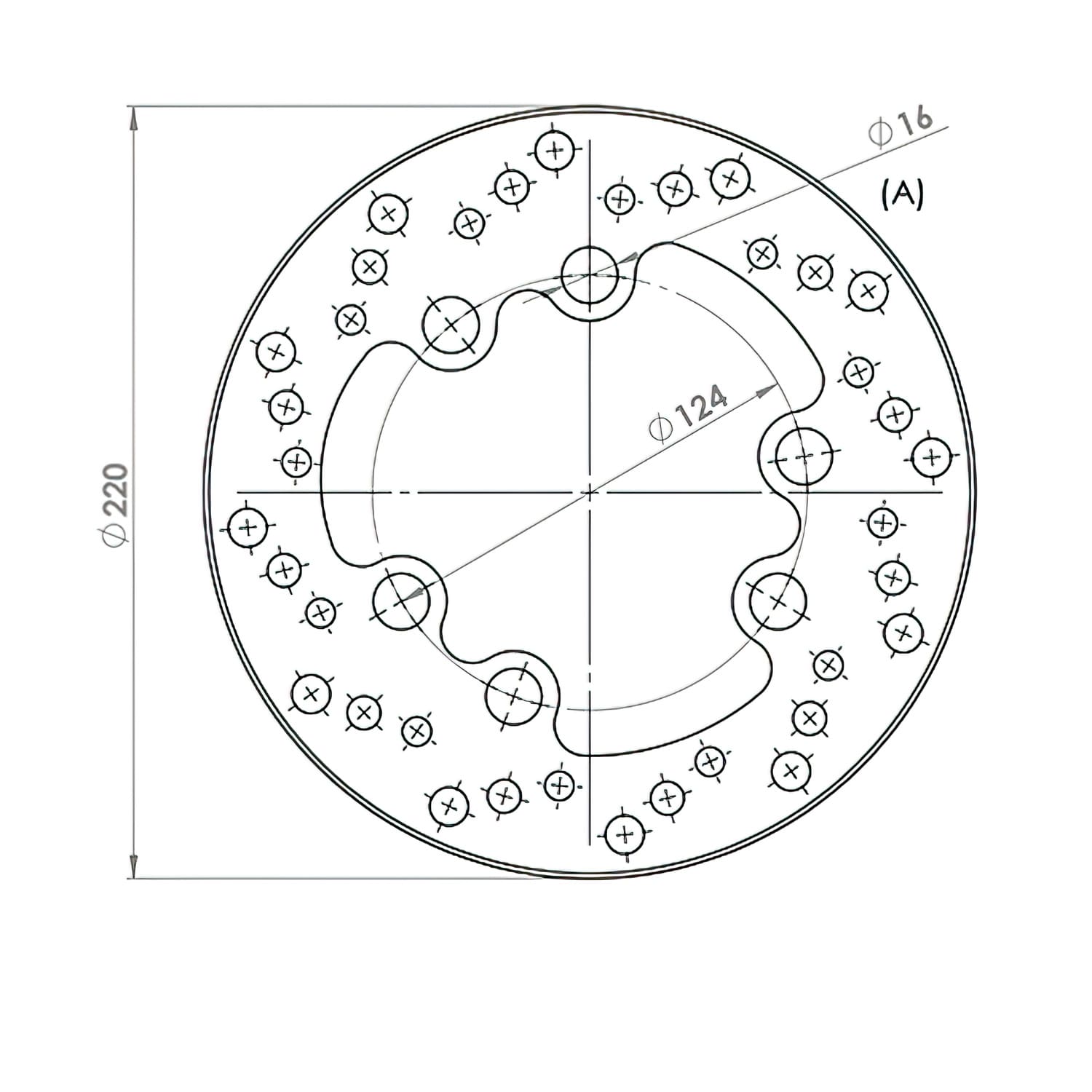 NG116 Disco Freno anteriore 220mm NG Brake Disc Suzuki RMX / SMX