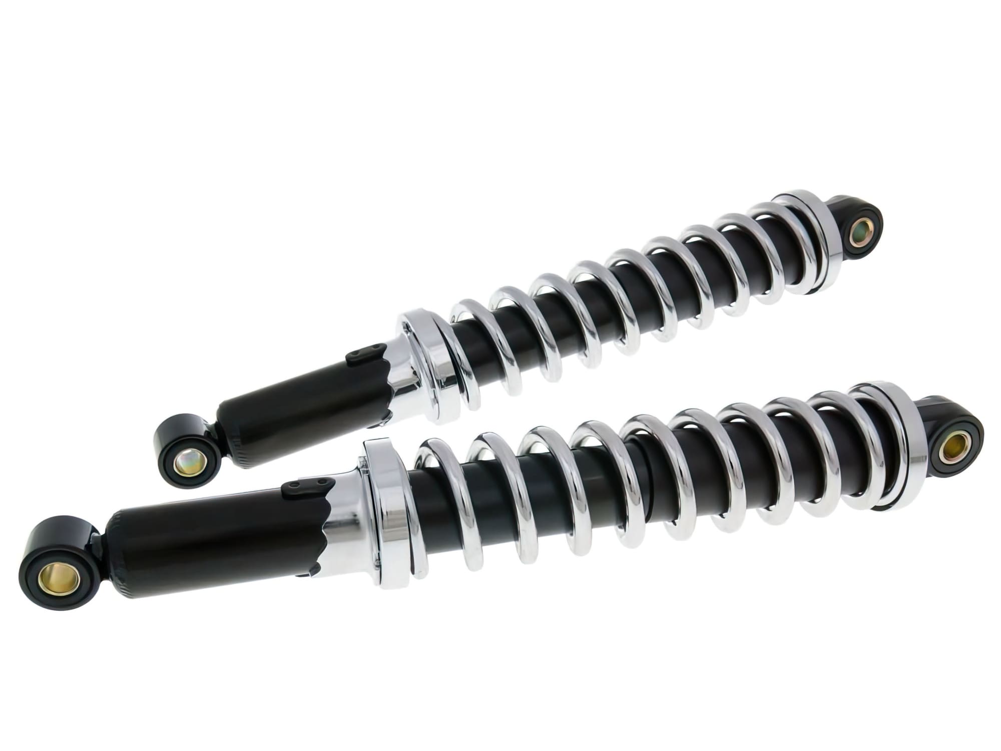 MOF-29611 Shock Absorbers 370mm Black / Chrome Springs Mopeds (x2)