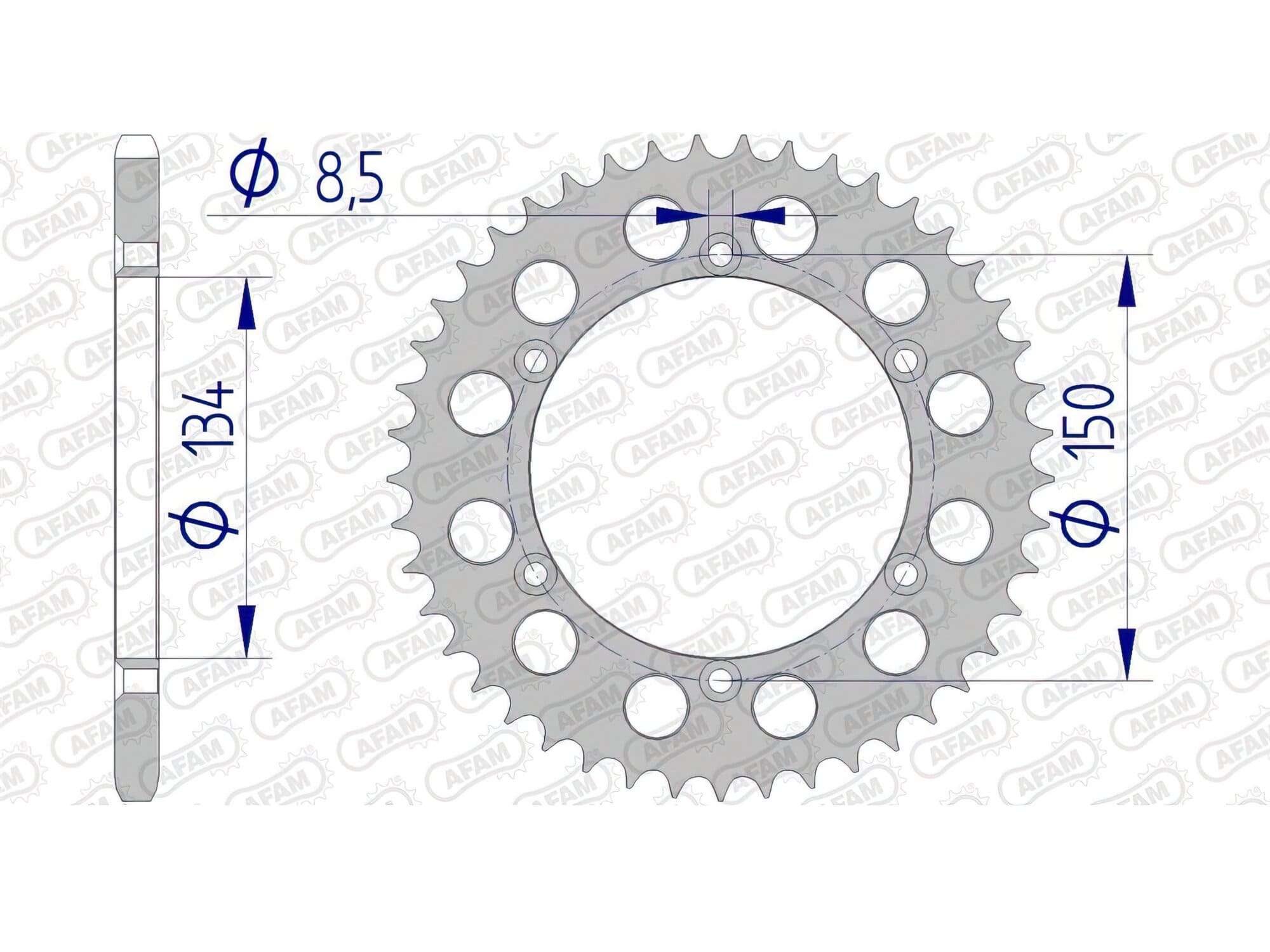 1074602007 Corona Afam alluminio Z45 Kawasaki KX / KXF