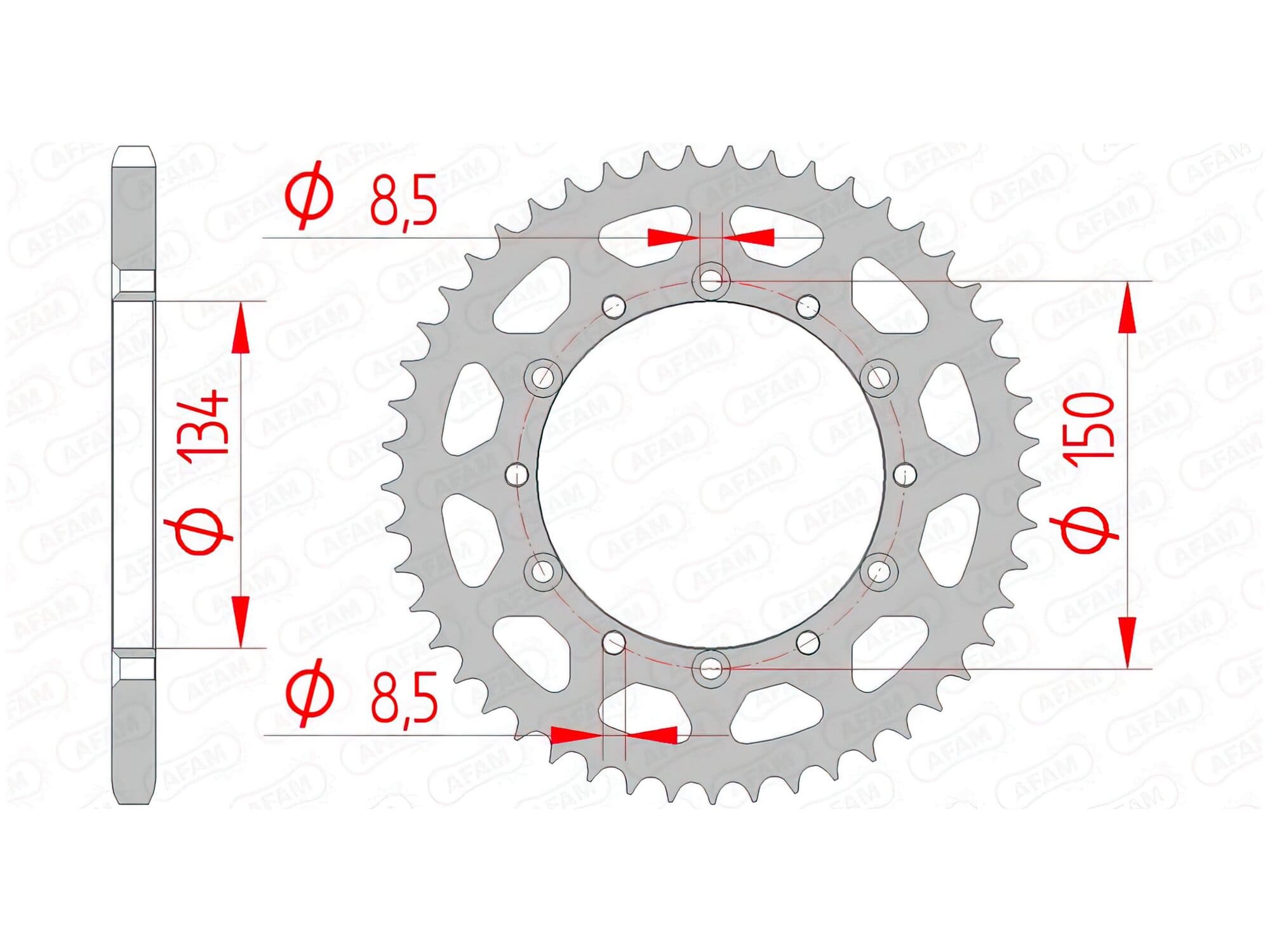 1074556003 Corona Afam acciaio Z48 Kawasaki KX / KXF