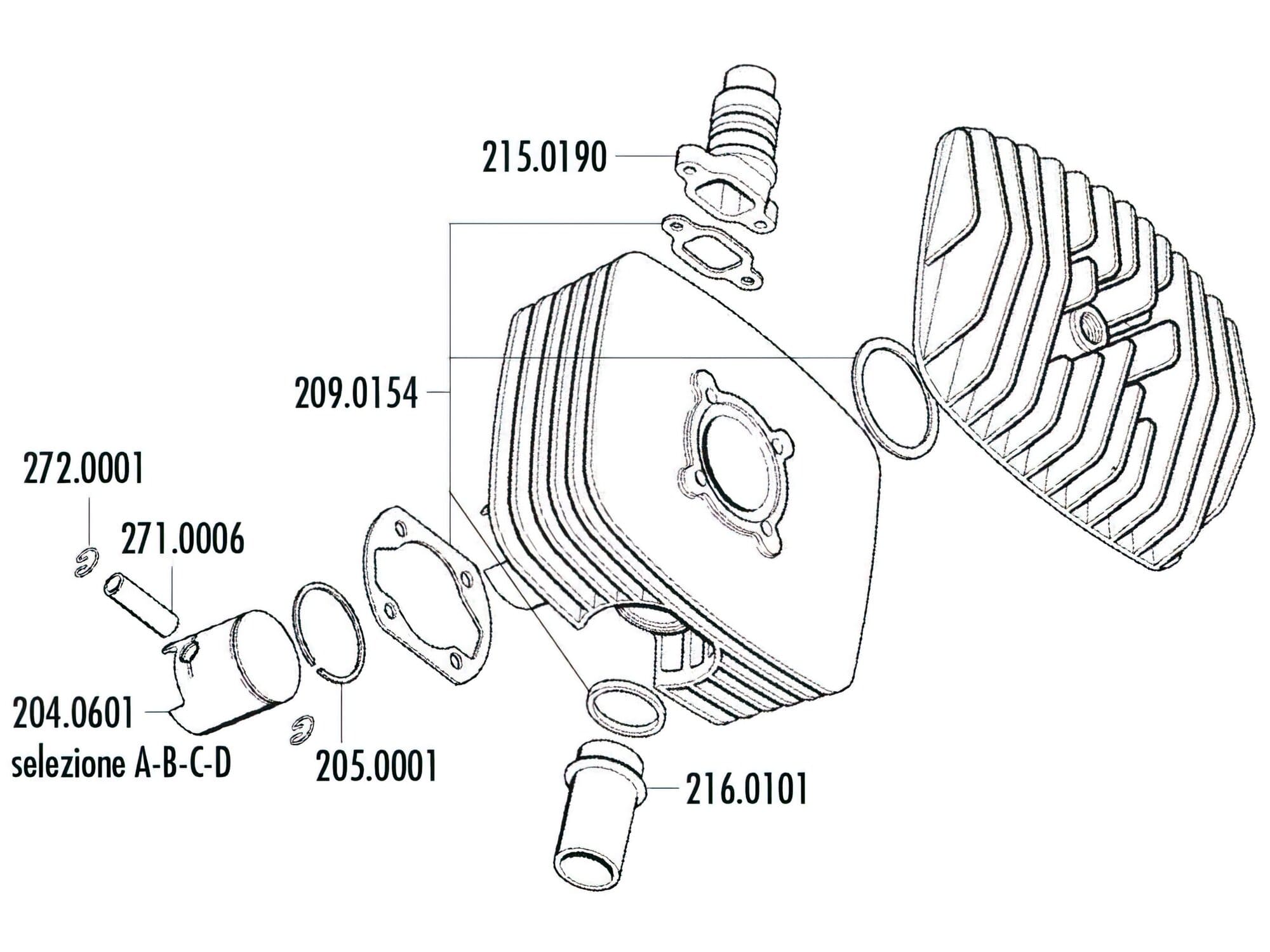 P204.0601/B Piston Polini Serie 6000 80Cc 48mm (B) Zündapp Corsa 50