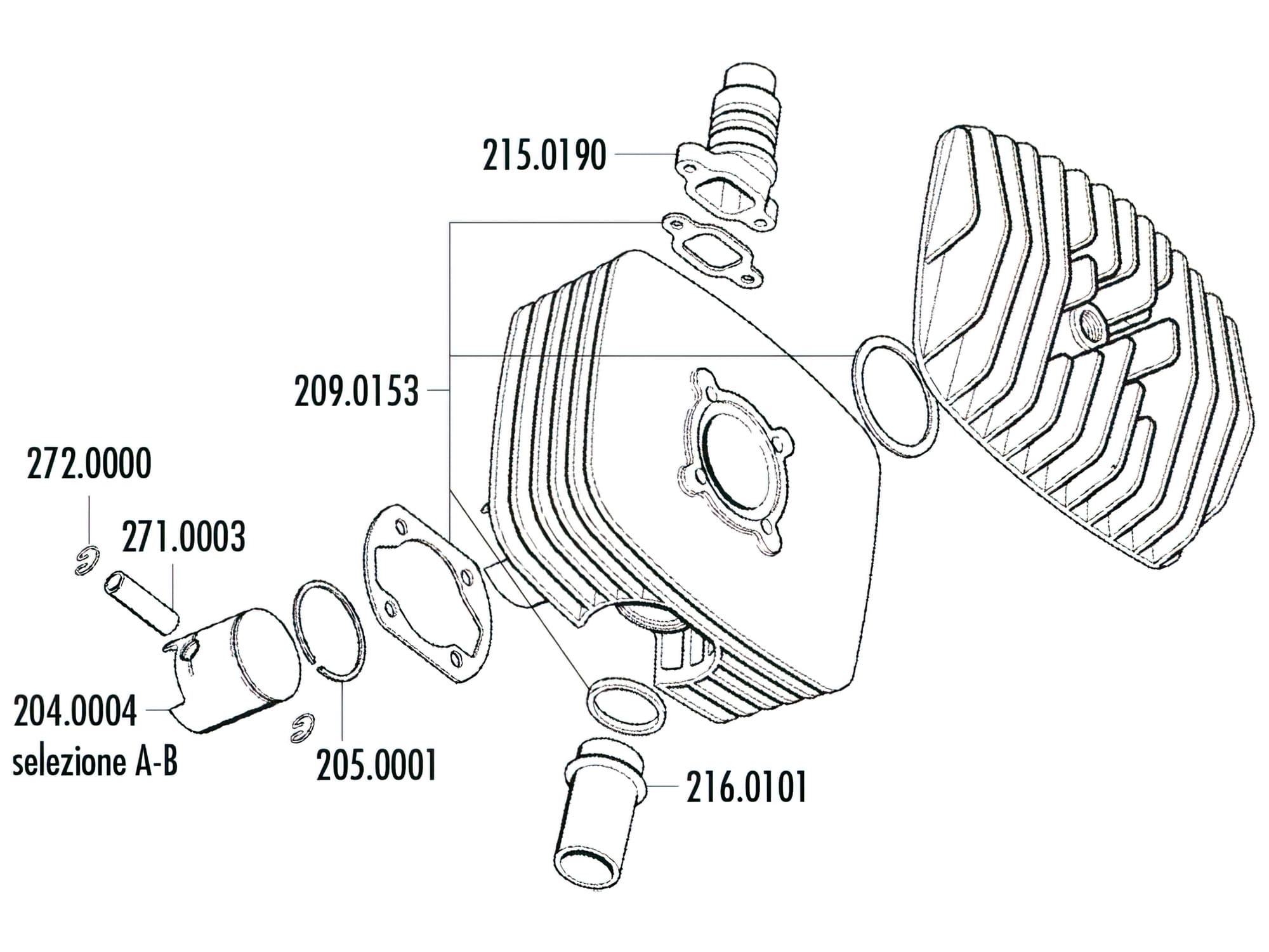 P204.0004/C Piston Polini Series 6000 48mm (C) Sachs Mopeds