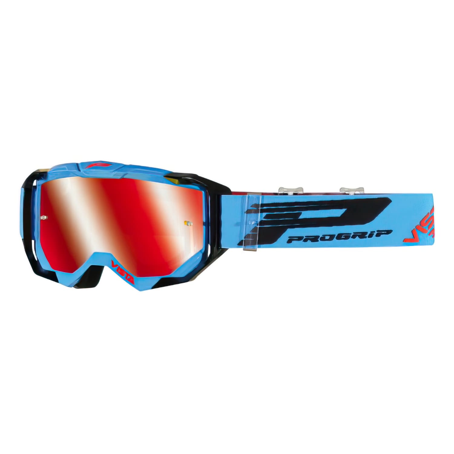 PG3303-FL-150021 Maschera cross Pro grip 3303 turchese/nero con Lente specchiato rosso