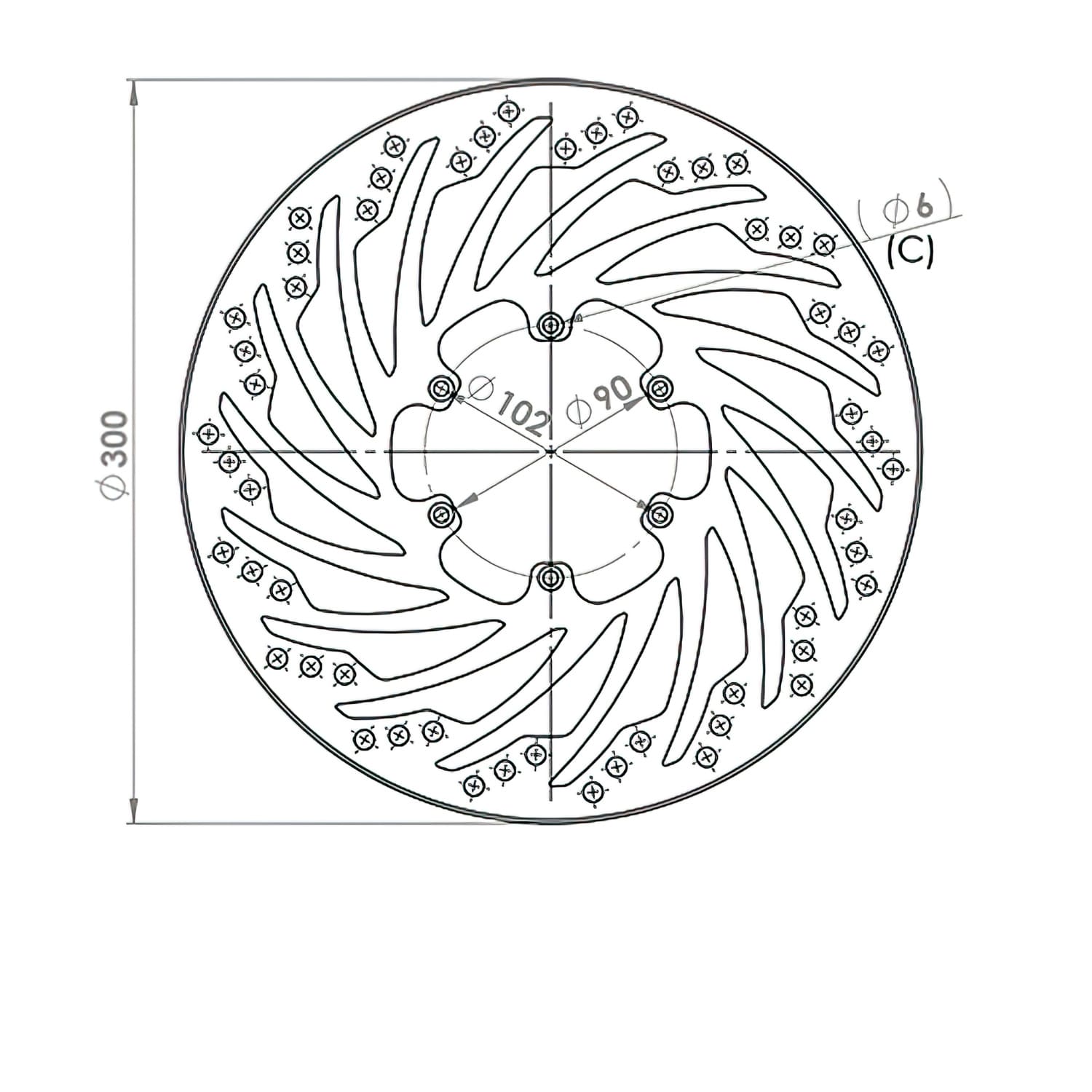 NG801 Disco Freno anteriore 300mm NG Brake Disc Derbi GPR / RS