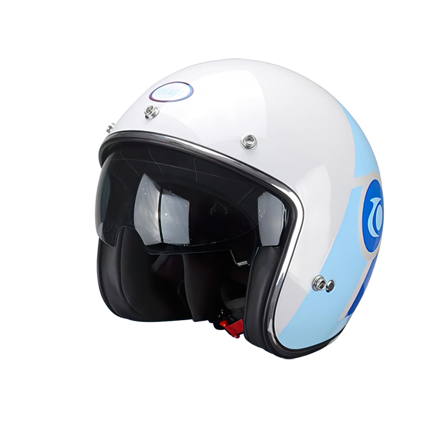 CGN505895 Jet Helmet with Sun Visor Trendy T-104 Herby White / Blue / Red Gloss XL