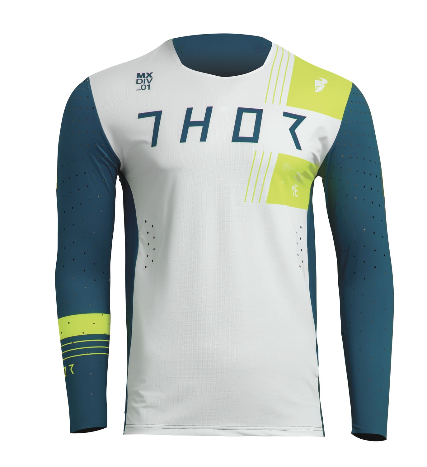 TH29106949 Thor Prime Strike Deep teal / acid cross jersey (white / blue / yellow) XXL