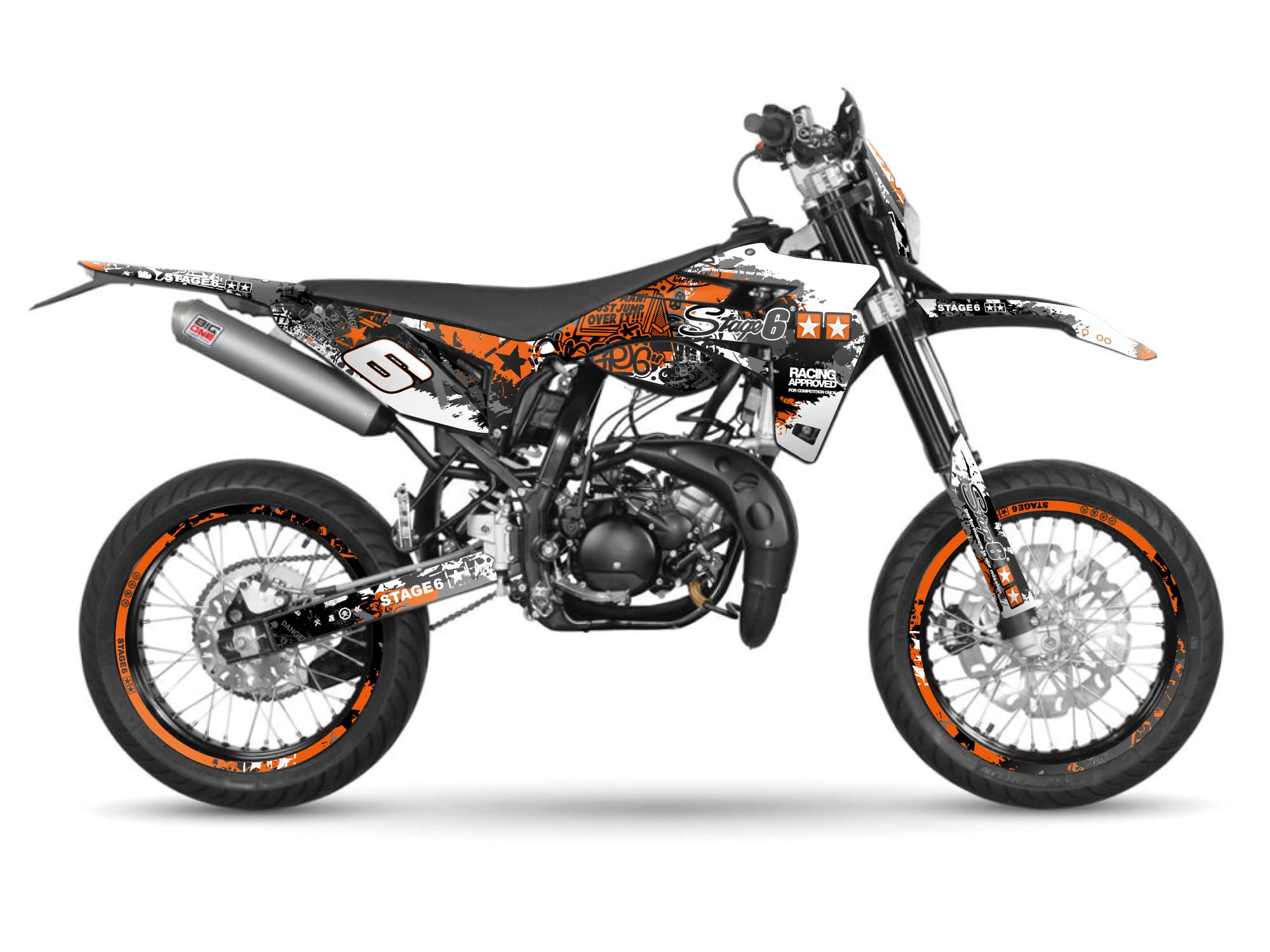 S6-058806/WH Kit deco Stage6 orange - white Sherco SM 50