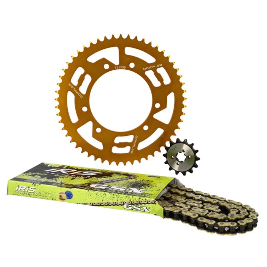 CGN491211 Gold Aluminum Chain Kit 14x53 - 420 Doppler Derbi Senda X-treme