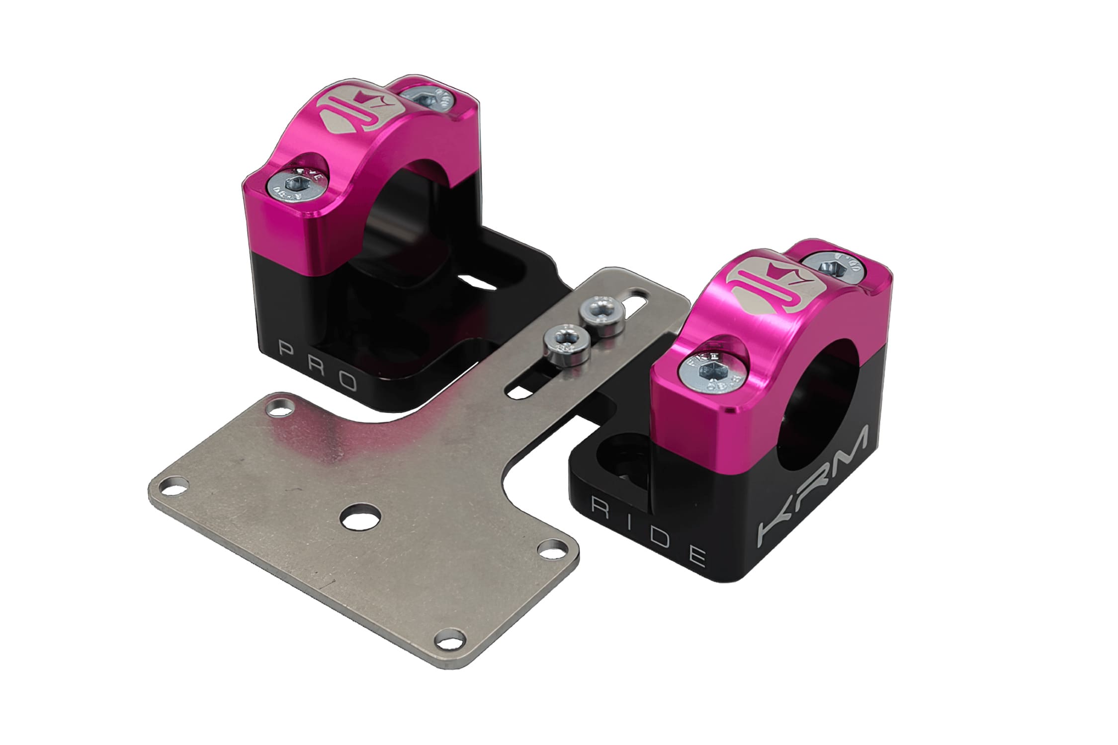 KR323F Handlebar Clamps 28mm with Speedometer Mount KRM Black / Pink