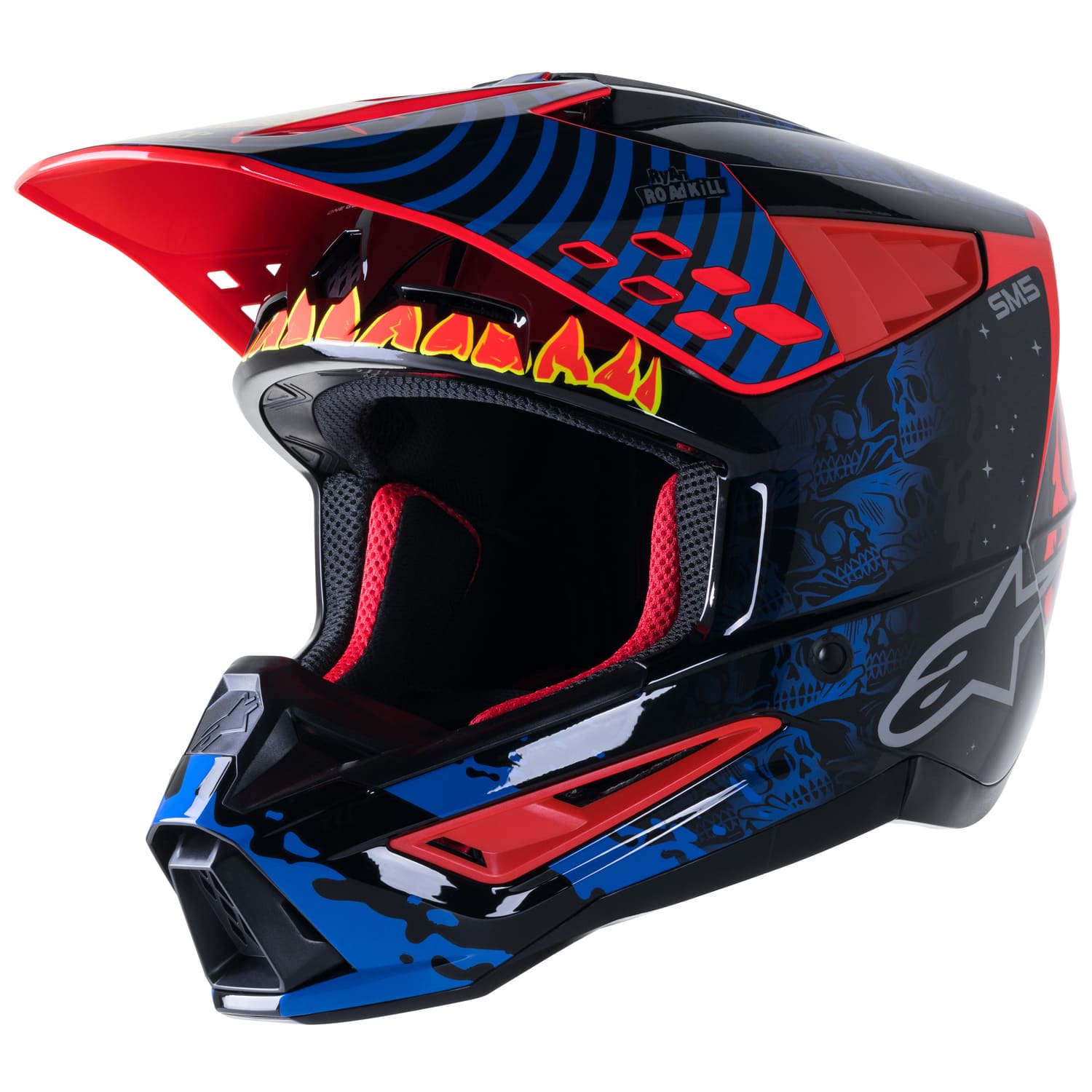 ALP1107936 Casco MX Alpinestars SM5 Solar Flare nero/blu/rosso fluo XL