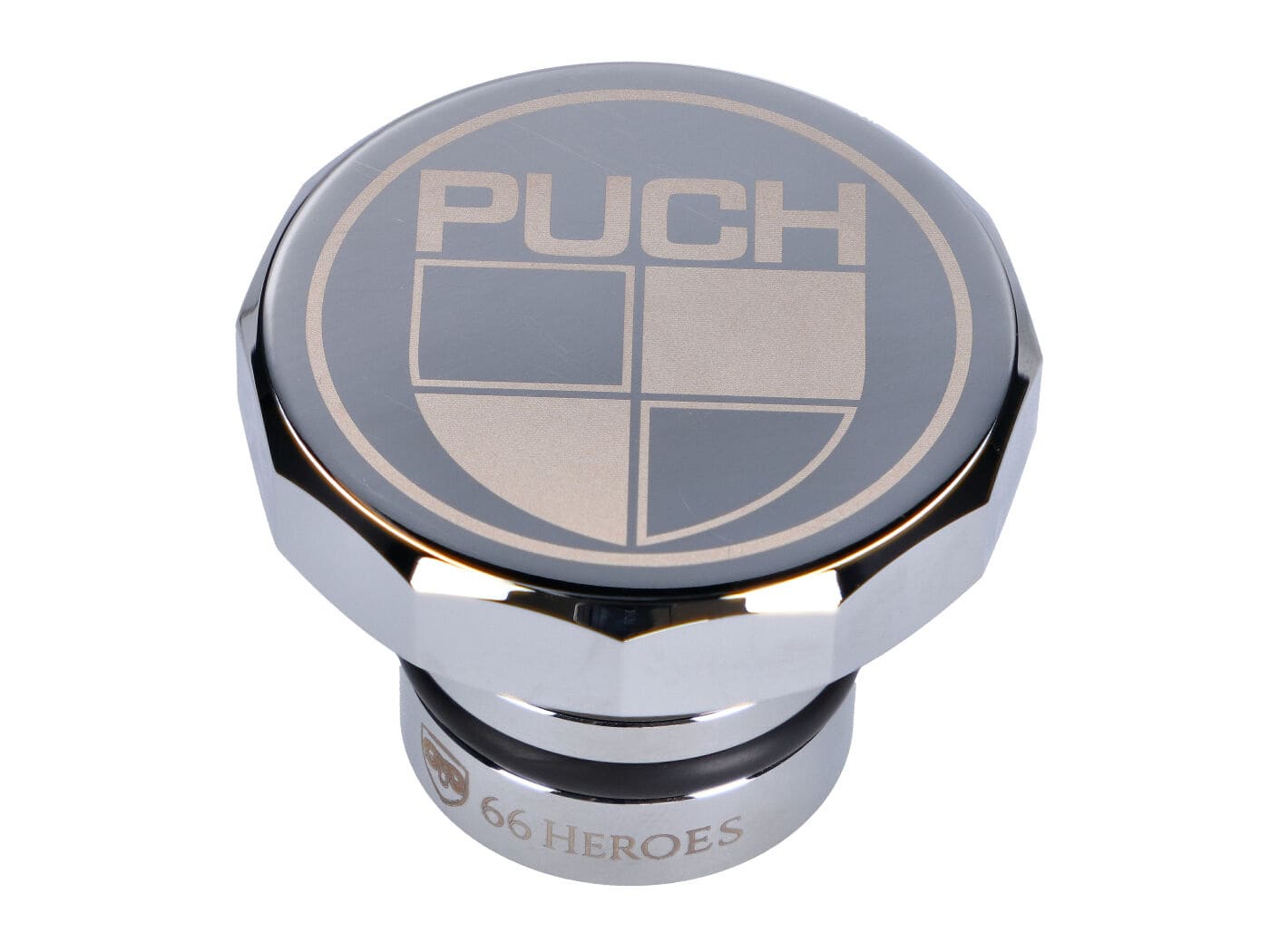 MOF-43883 Tappo serbatoio 66Heroes alluminio cromato con logo Puch Puch Maxi S / N