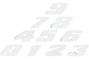 ST-NR30W9 Race Number Sticker, Number 9, Medium, White/Chrome Edge