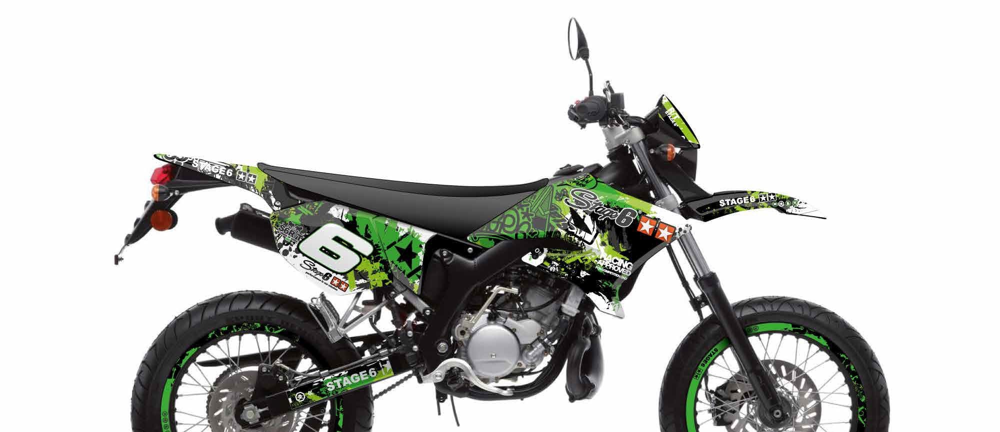 S6-058801/GR Kit deco Stage6 green - black Yamaha DT50 / MBK X-Limit