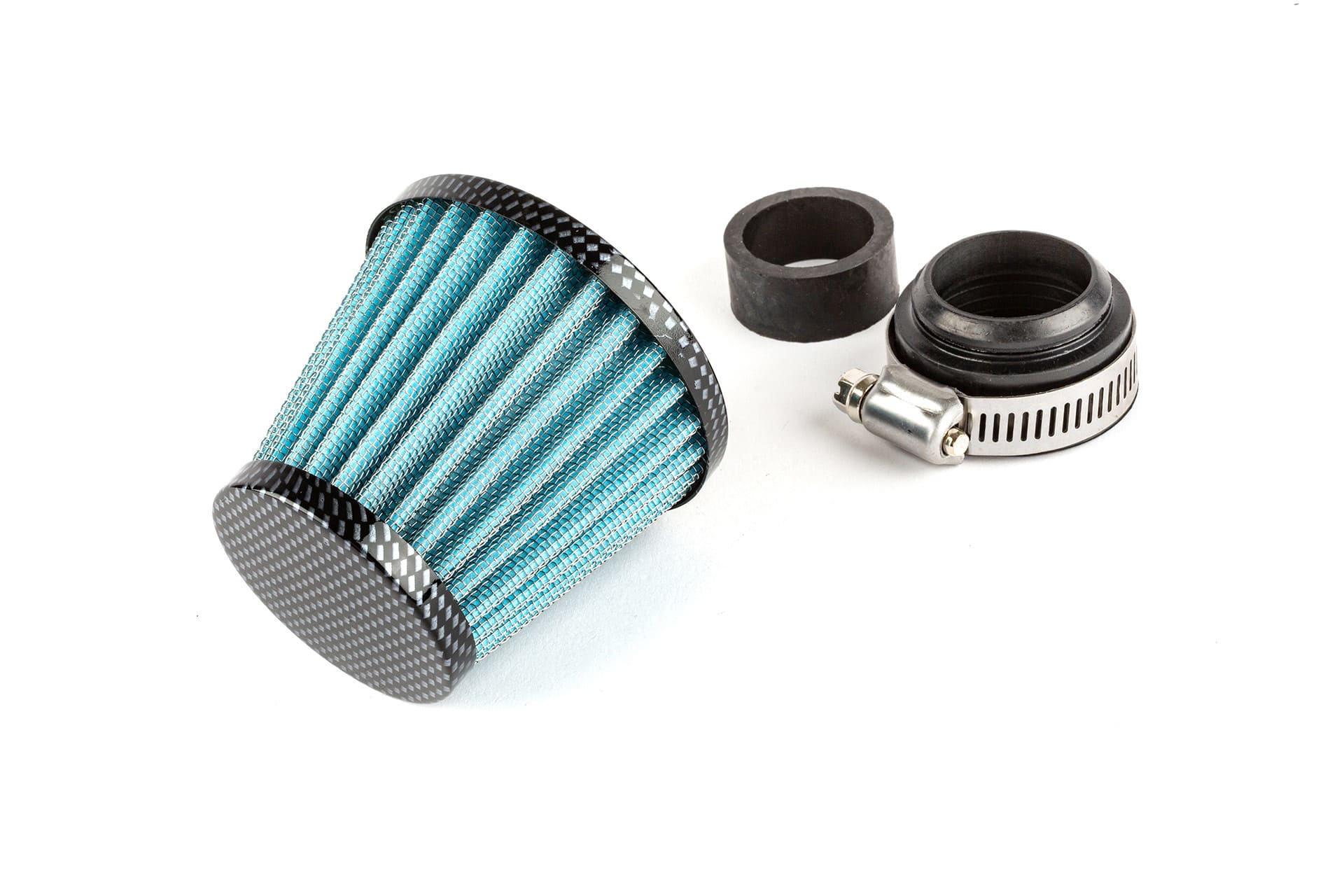 str-346.75/bl air filter power straight d.35mm carbon / blue str8