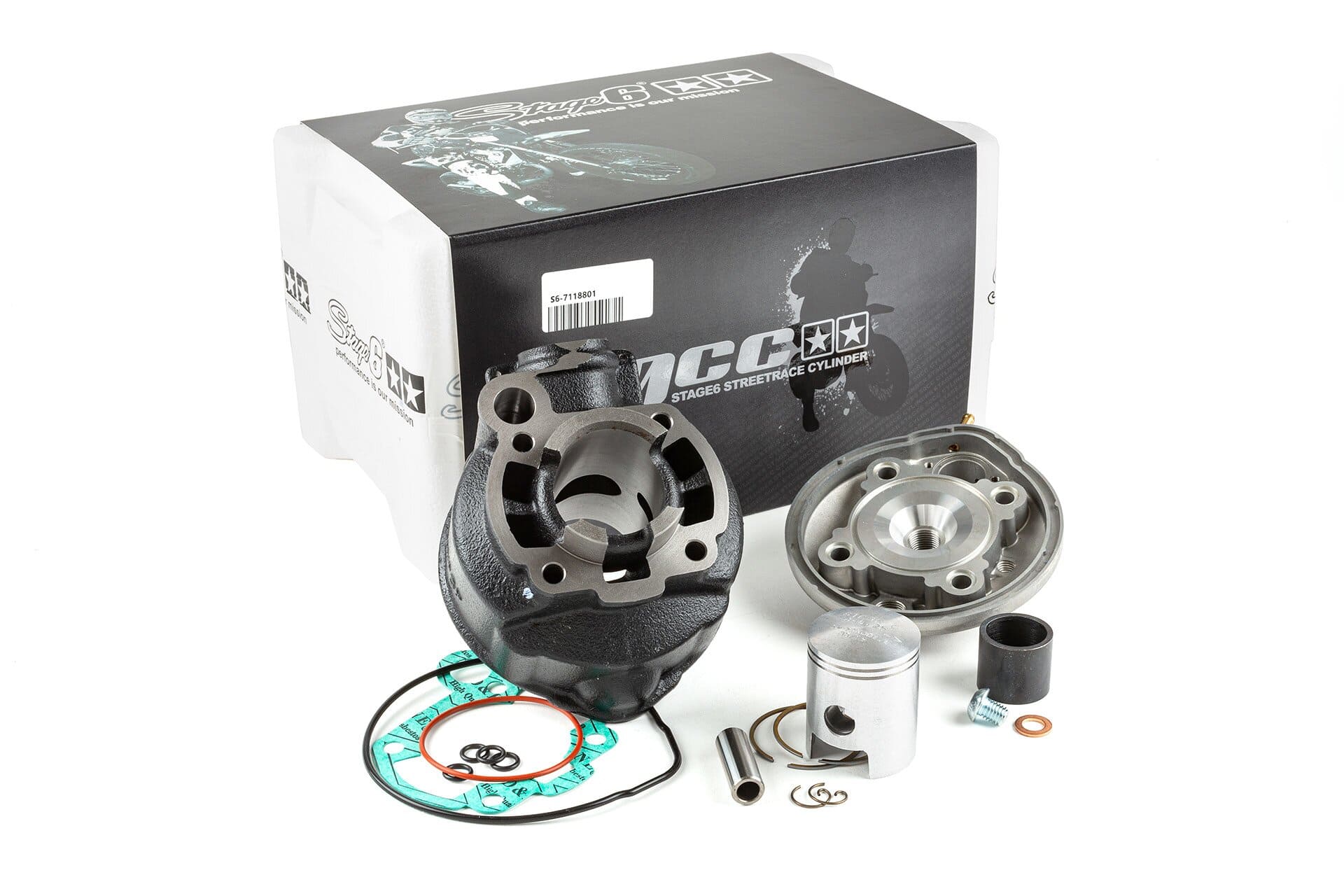 s6-7118801 gruppo termico stage6 50cc streetrace ghisa grigia minarelli am6