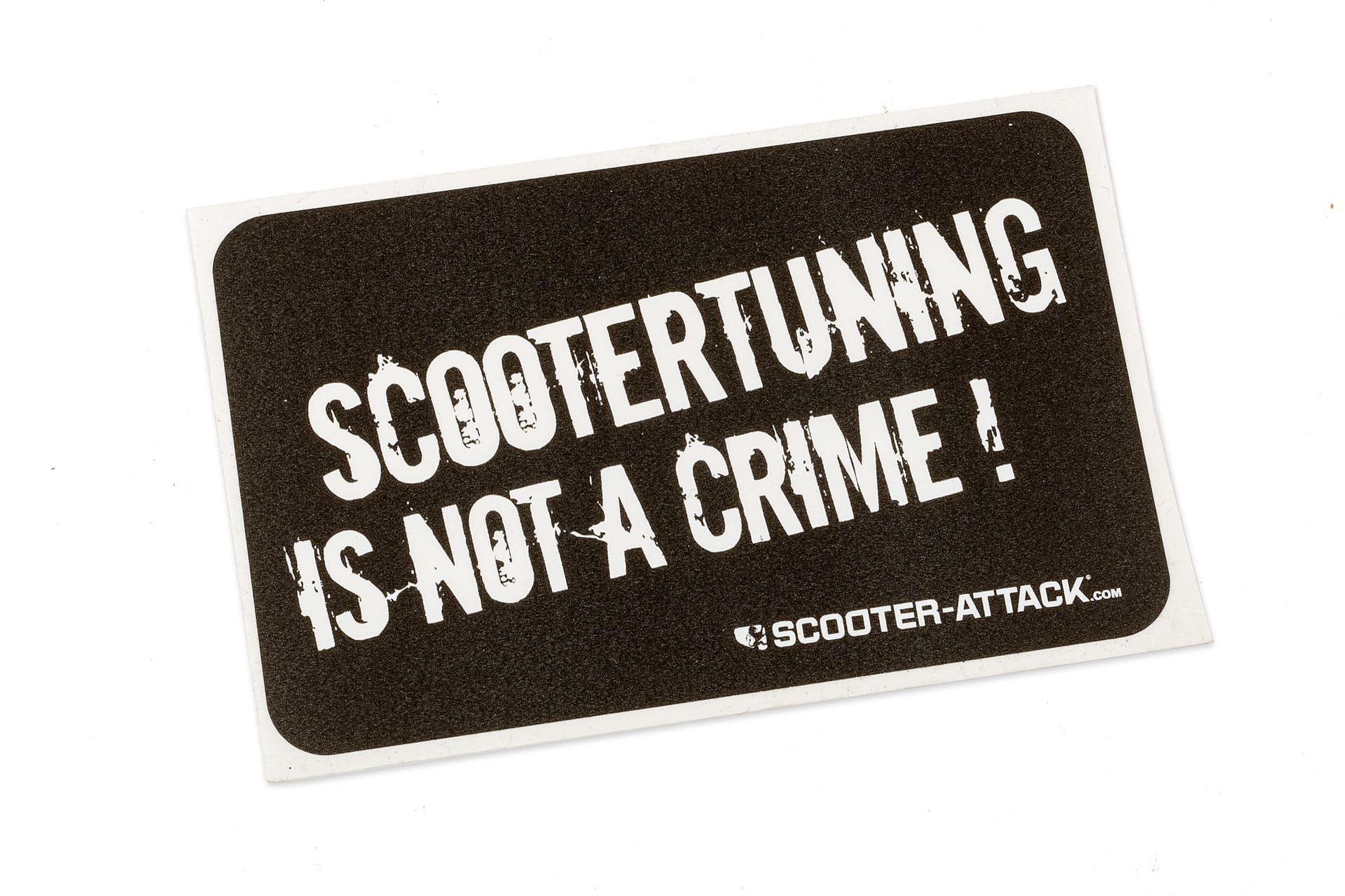 L-SASTCRIME Sticker Scootertuning is not a crime, oldschool, black/white, approx. 63x105mm