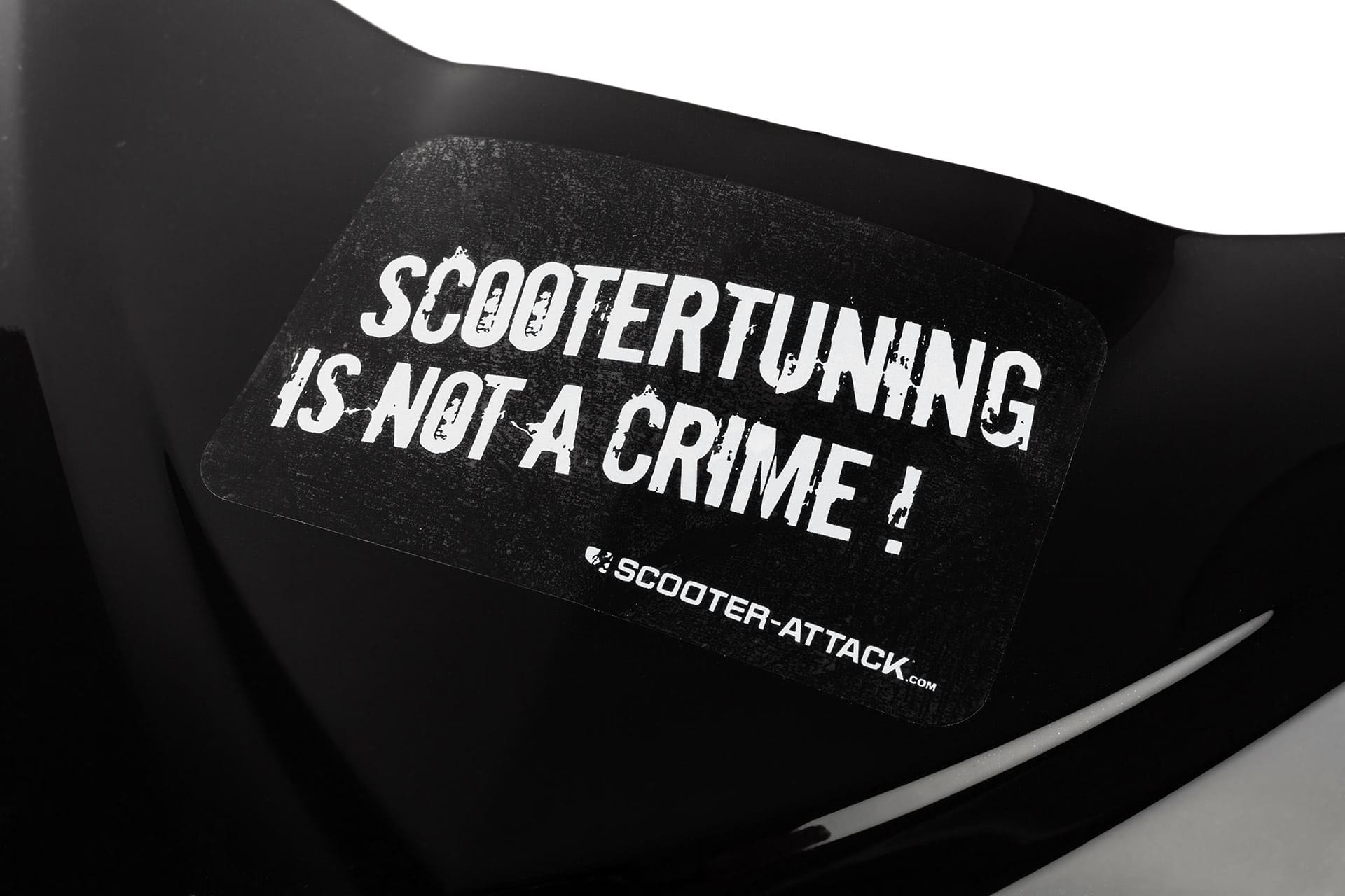 L-SASTCRIME-02 Scootertuning is not a crime sticker, oldschool, black/white - transparent, approx. 115x80mm