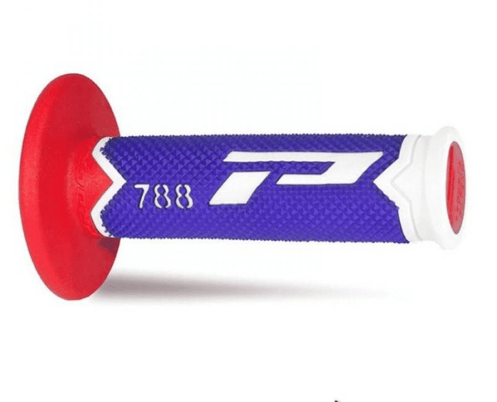 405401340 pair of progrip 788-227 mx grips, white/blue/red, double density, without hole