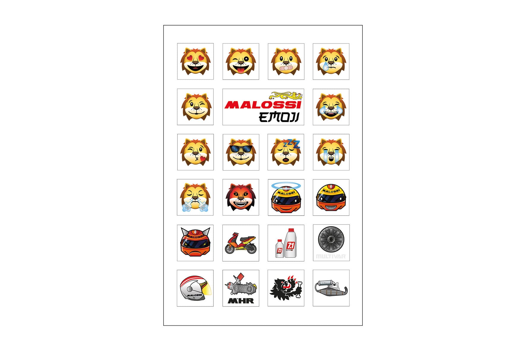 M3318139 Malossi Emoji Sticker Sheet 11x16,6cm